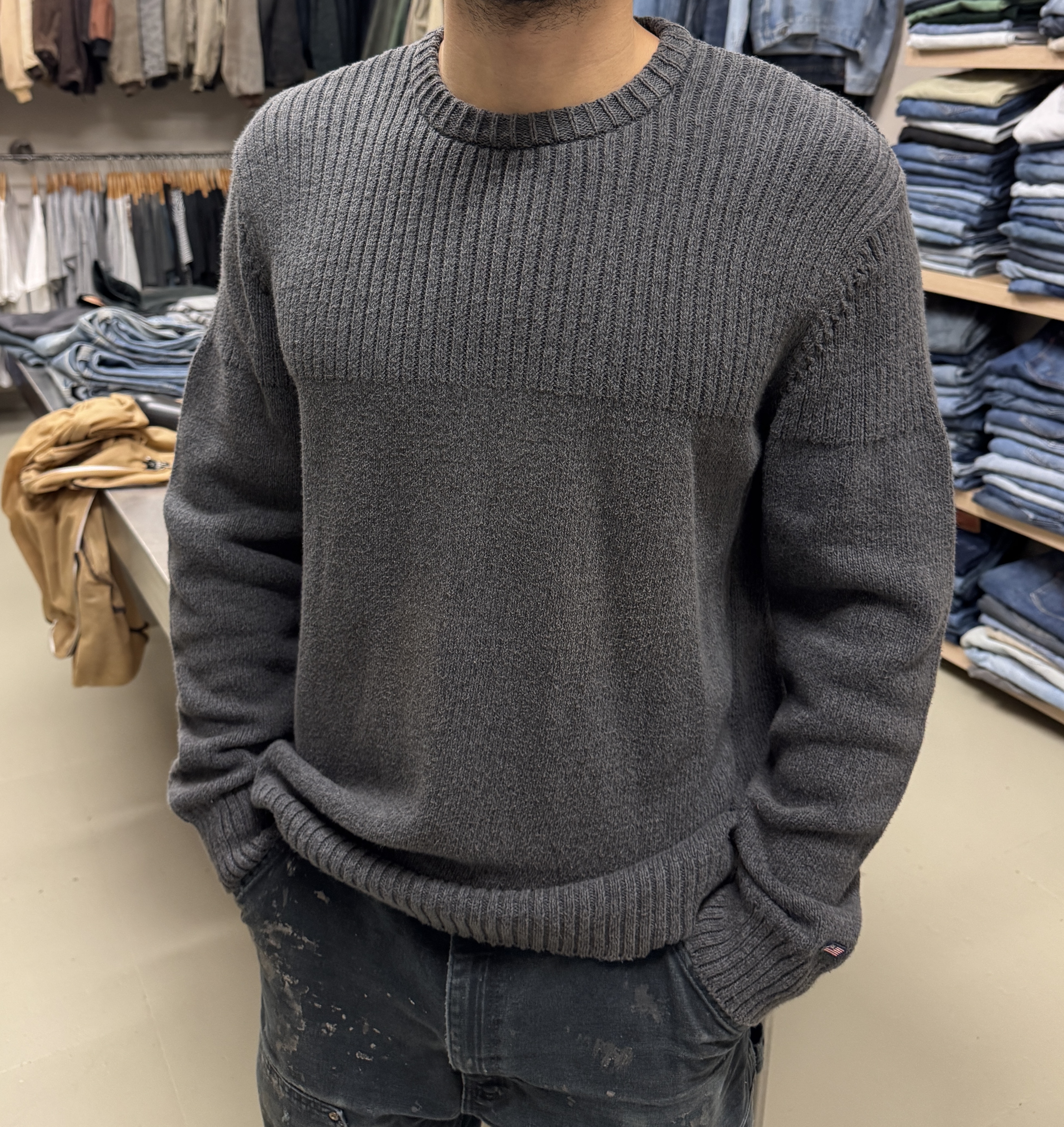 Maglione grigio a costine taglia XL