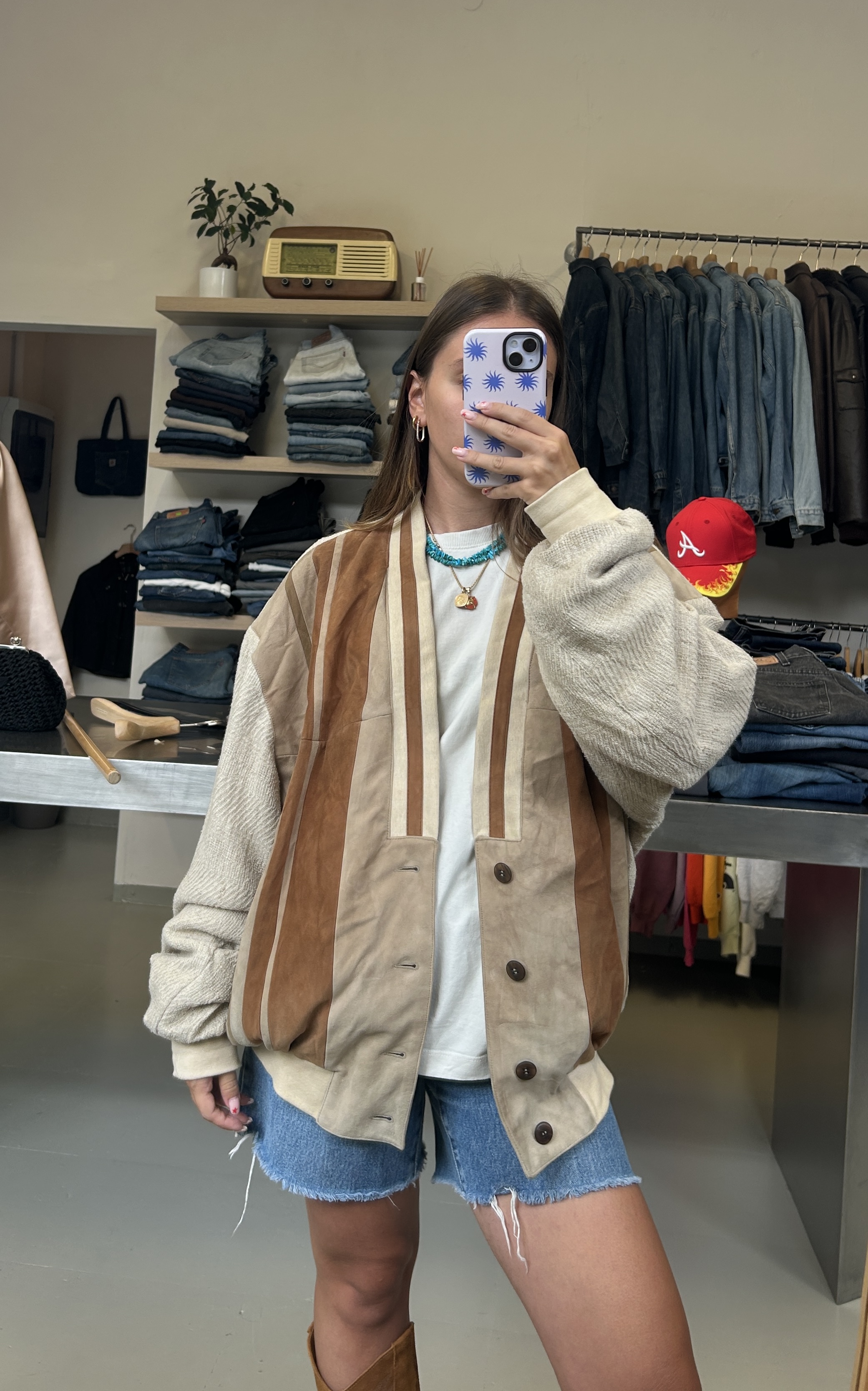 Vintage Corduroy Bomber Jacket taglia L
