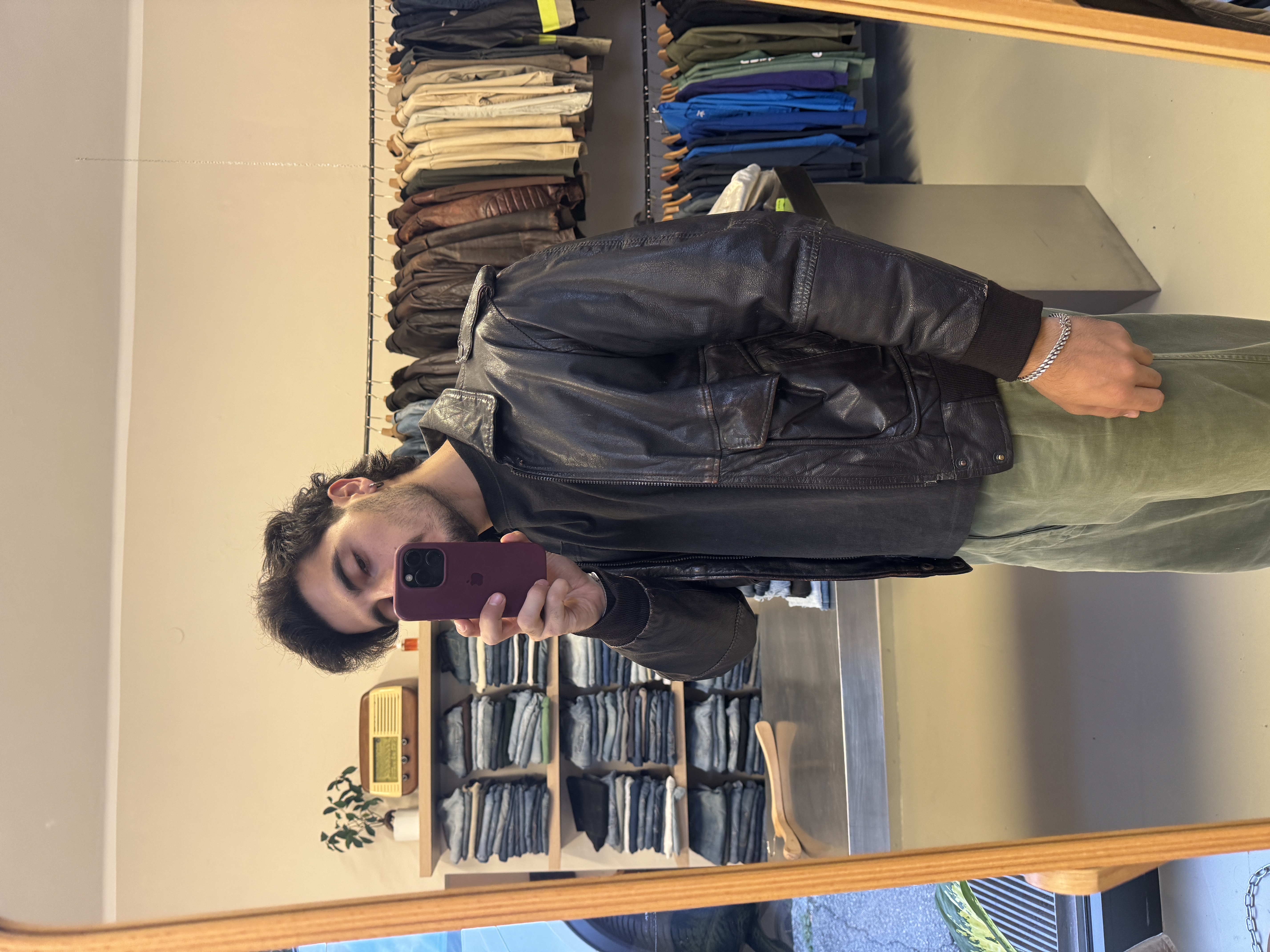 Black Leather Jacket Taglia S