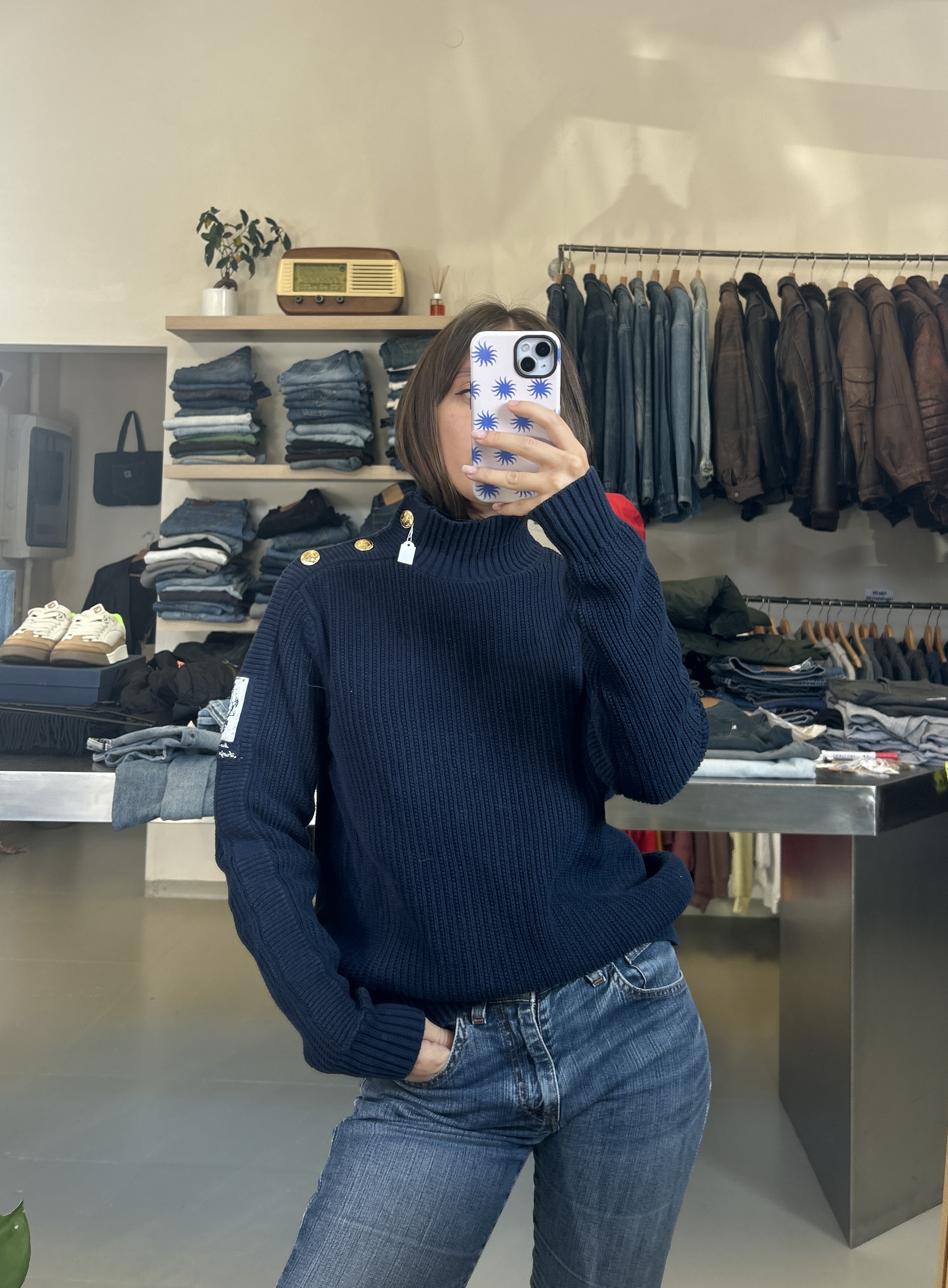Navy Ribbed Sweater taglia S 