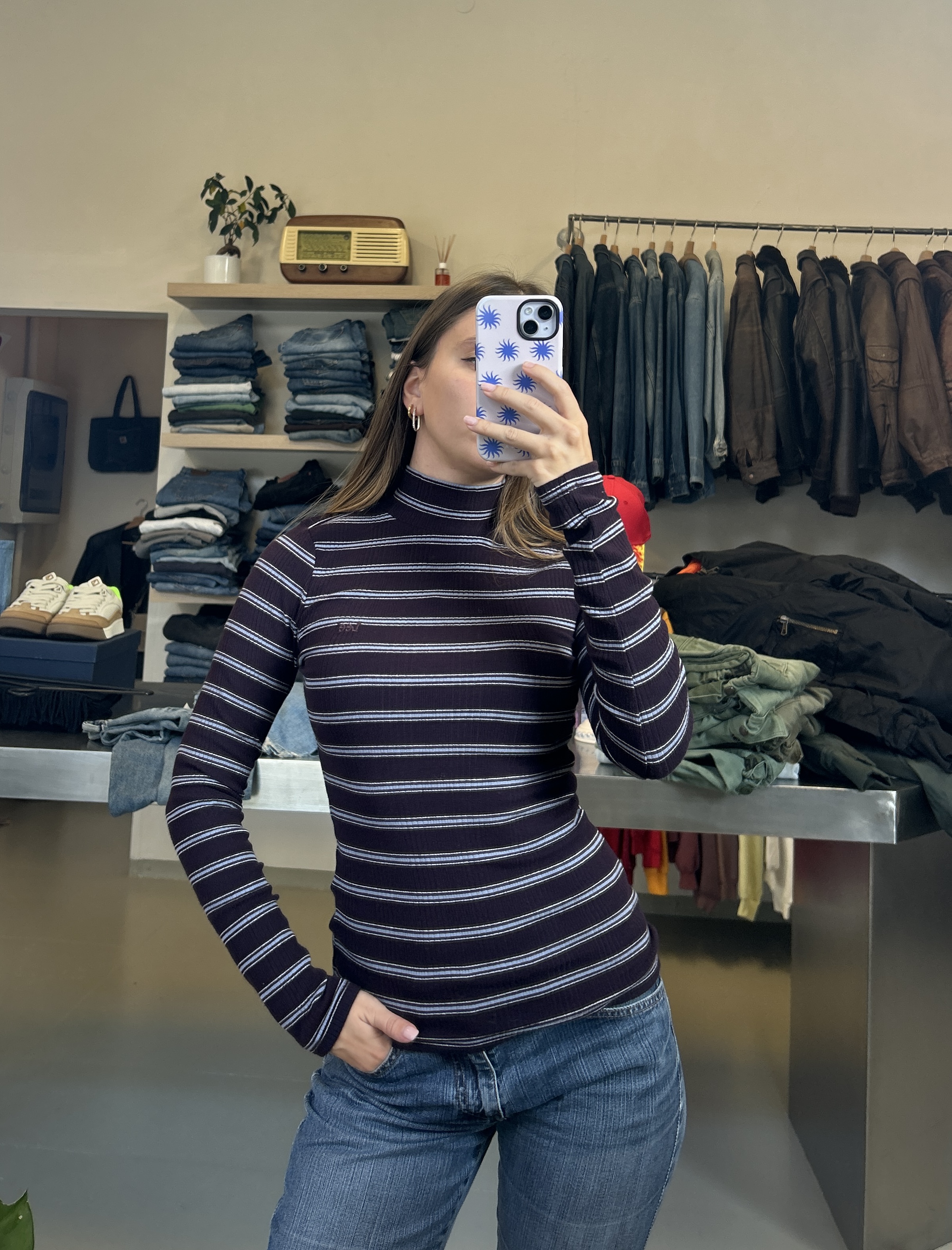 Lee Striped Turtleneck Sweater taglia XS
