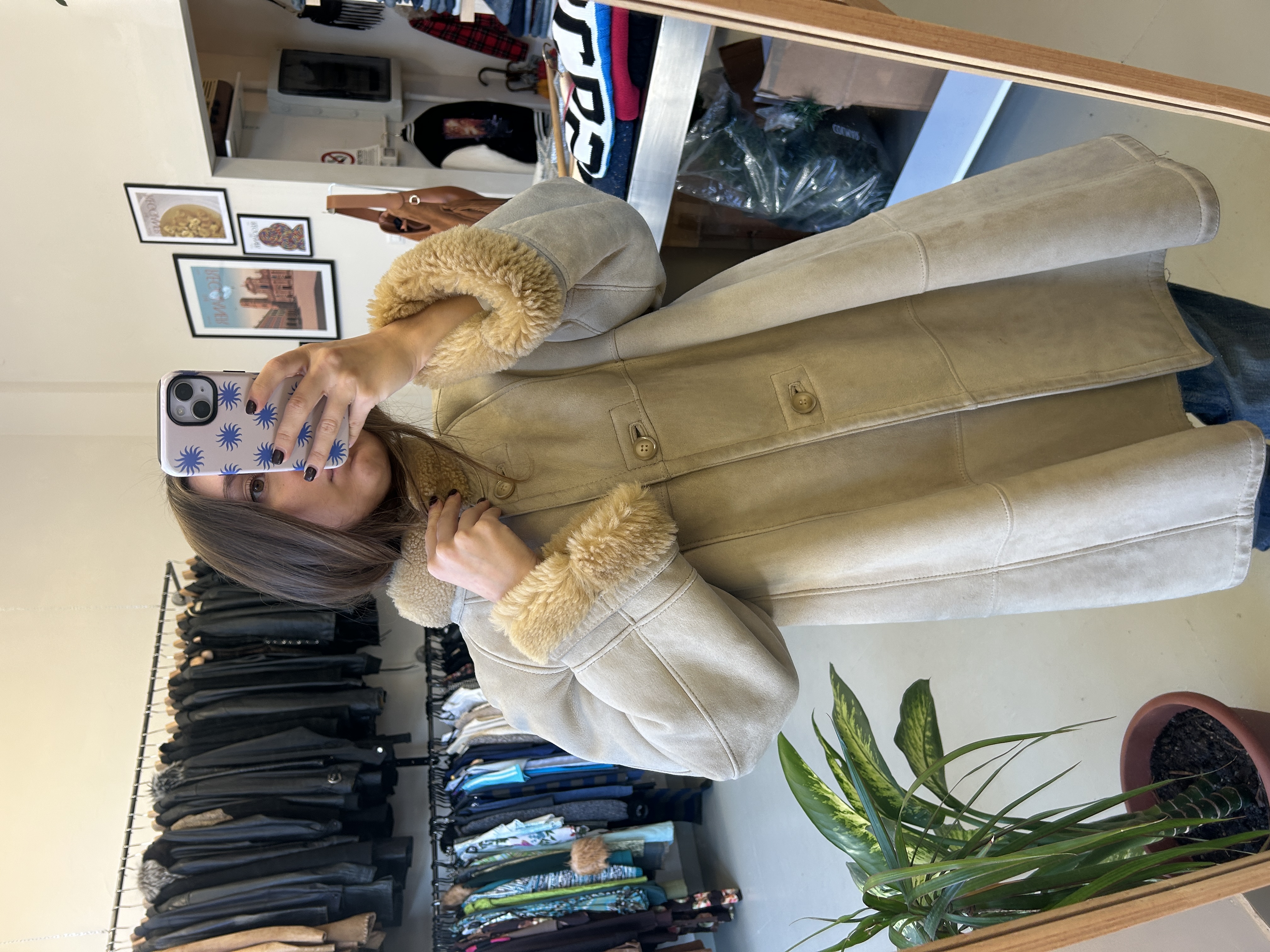 Shearling Trimmed Wool Coat taglia 42/44 it