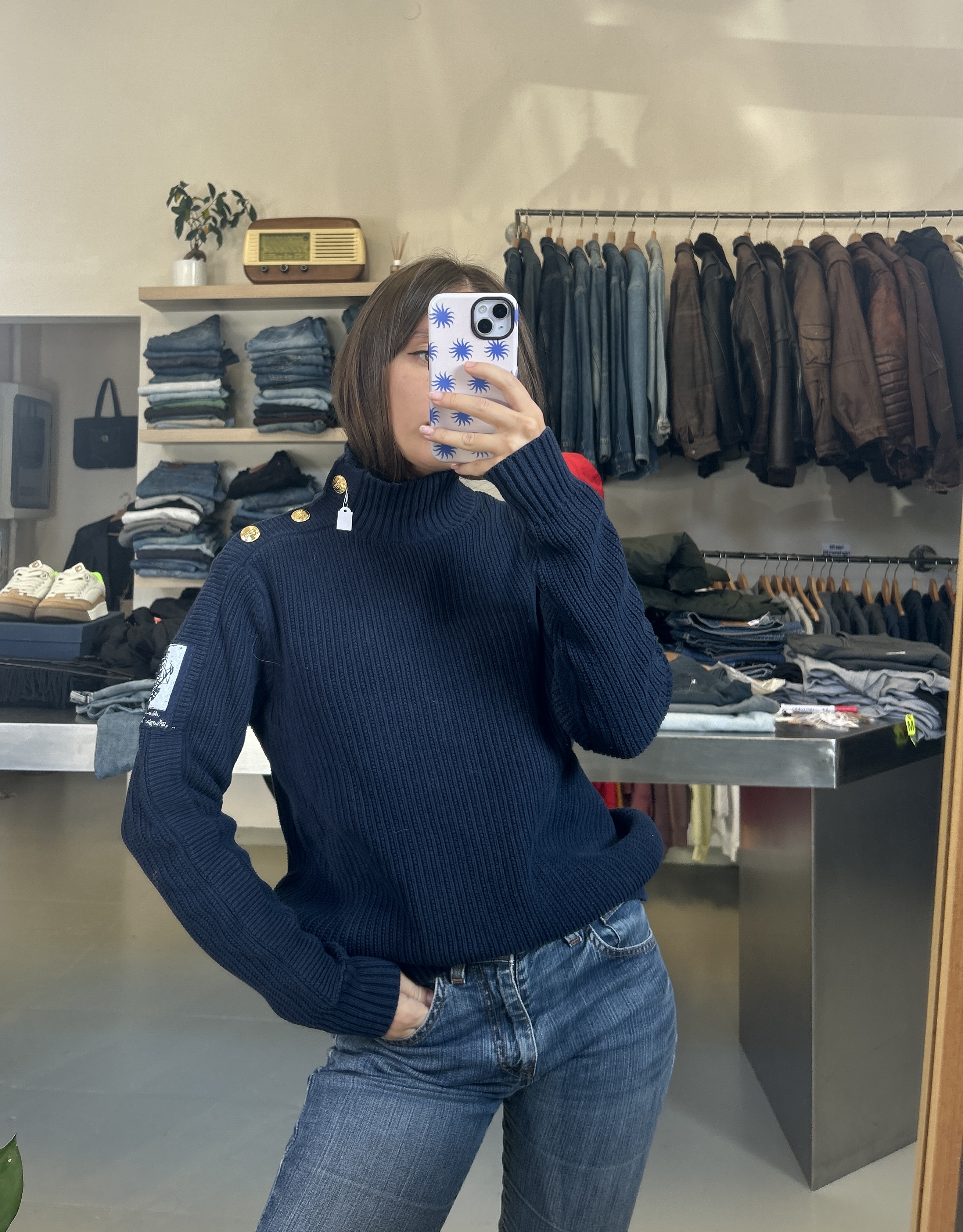 Navy Ribbed Sweater taglia S 