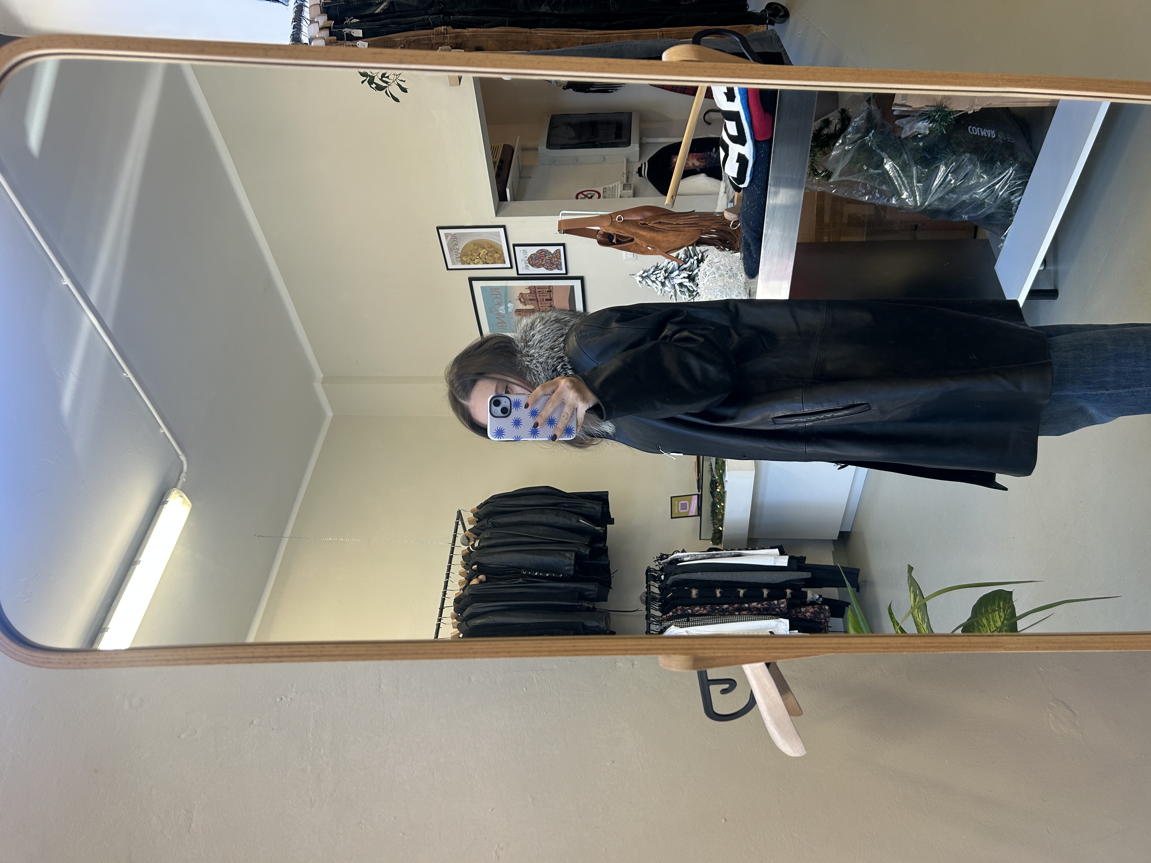 Leather jacket with fur taglia L/XL