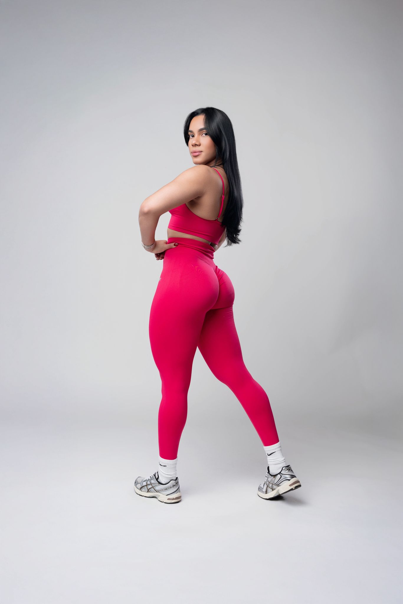 Pink Fitness Leggings and Sports Bra Set