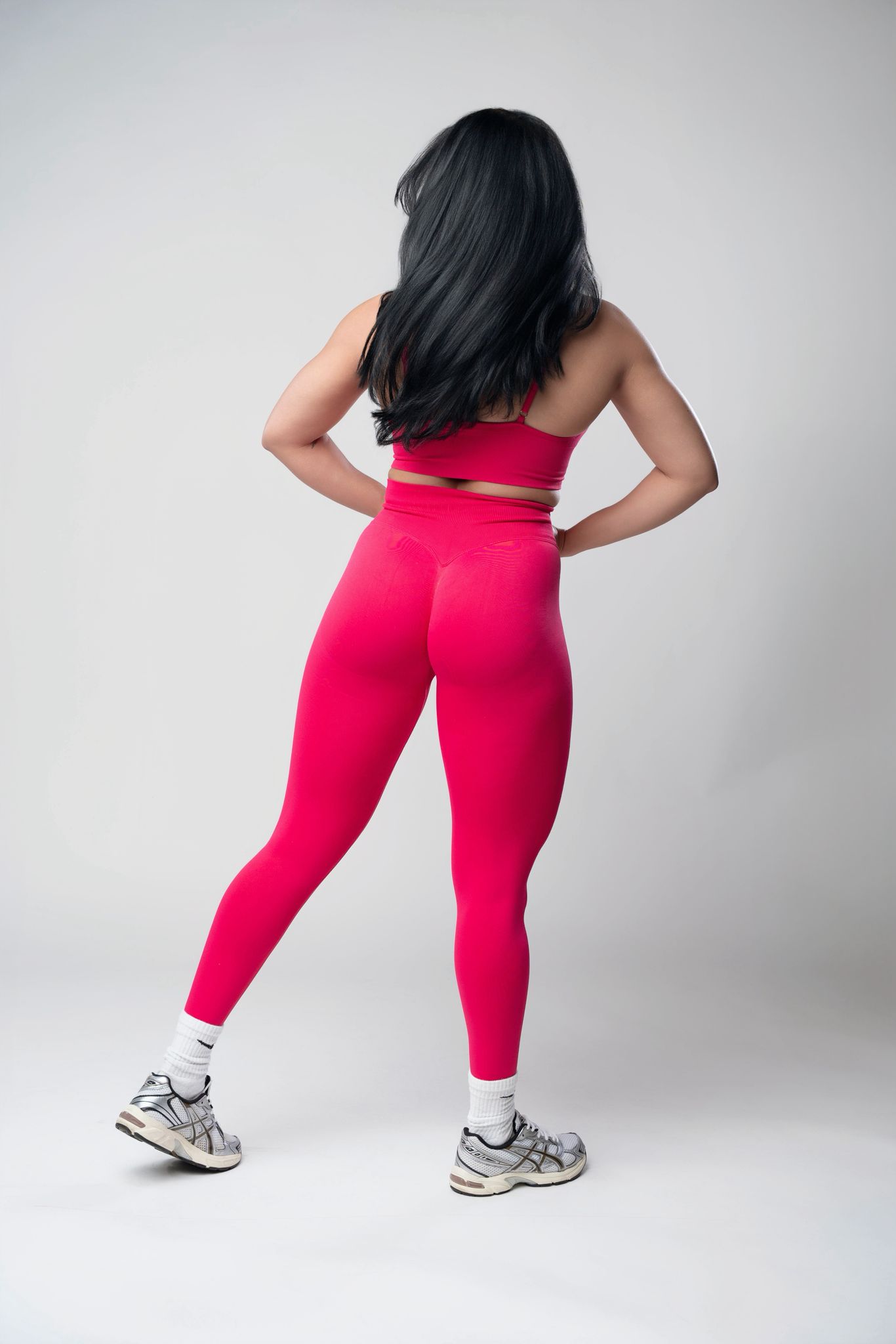 Pink Fitness Leggings and Sports Bra Set