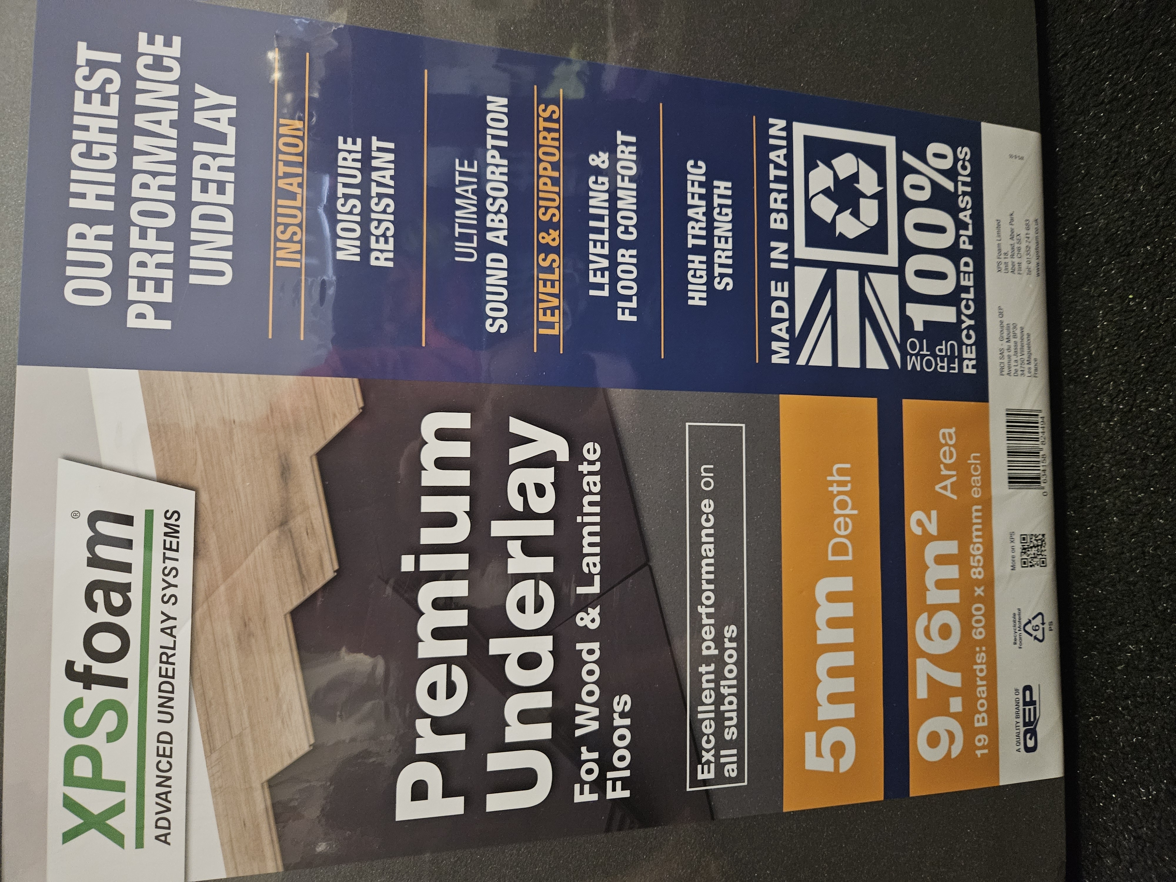 XPS Foam Premium Underlay for Wood or Laminate Flooring
