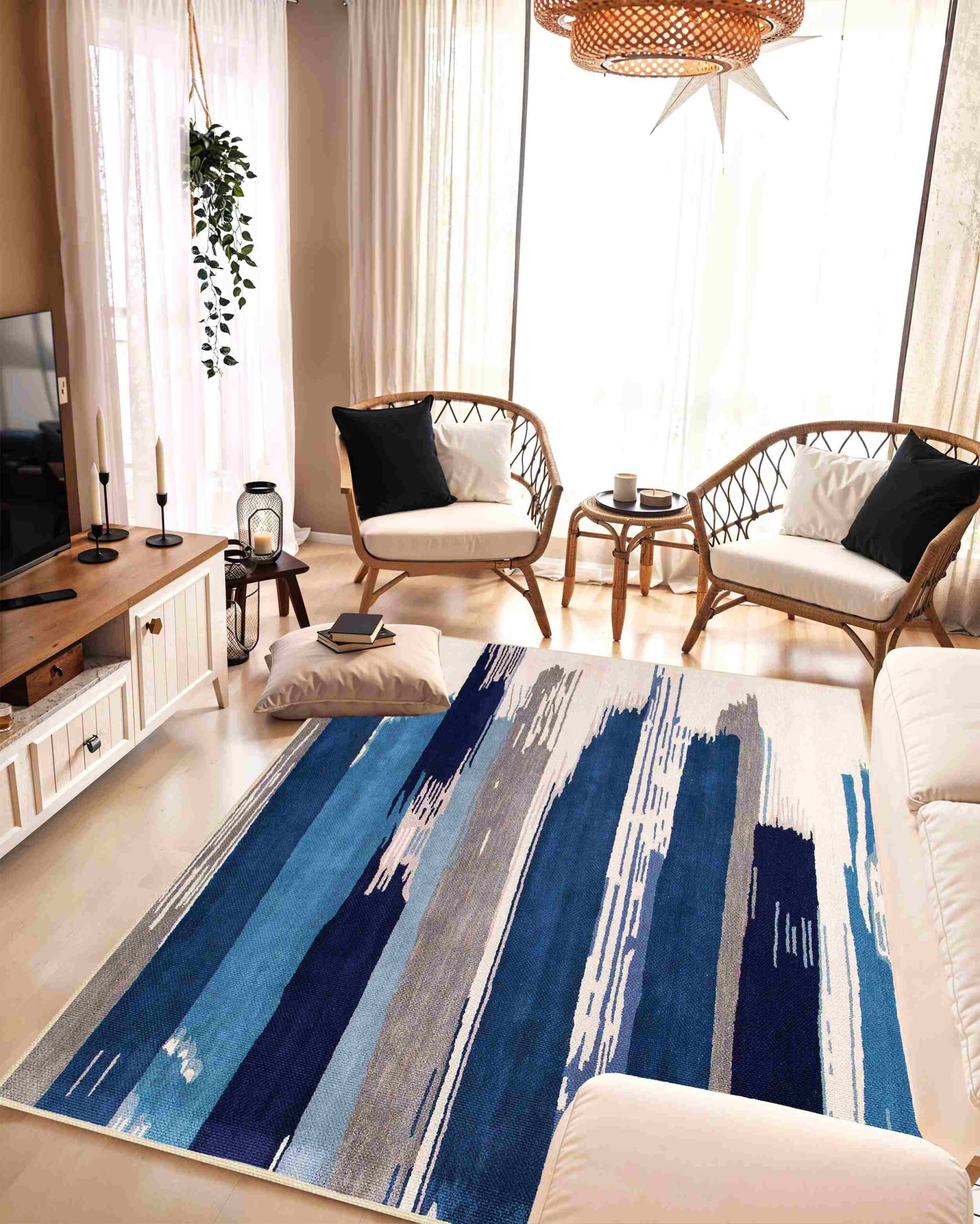 Abstract Modern Washable Area Rug 5ft 3in x 7ft 5in SKY 7702