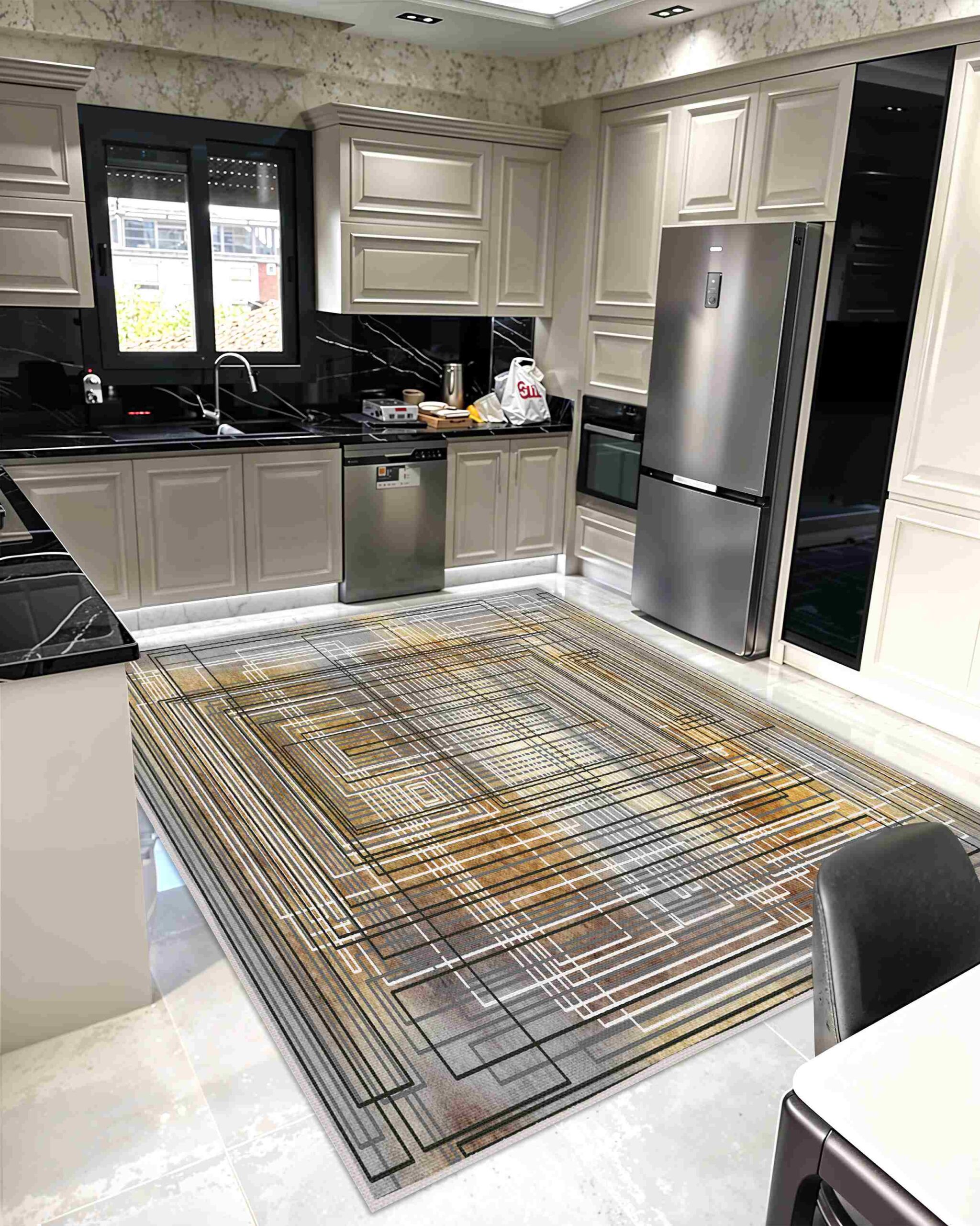Modern Kitchen Washable Rug 5ft 3in x 7ft 5in SKY 7704
