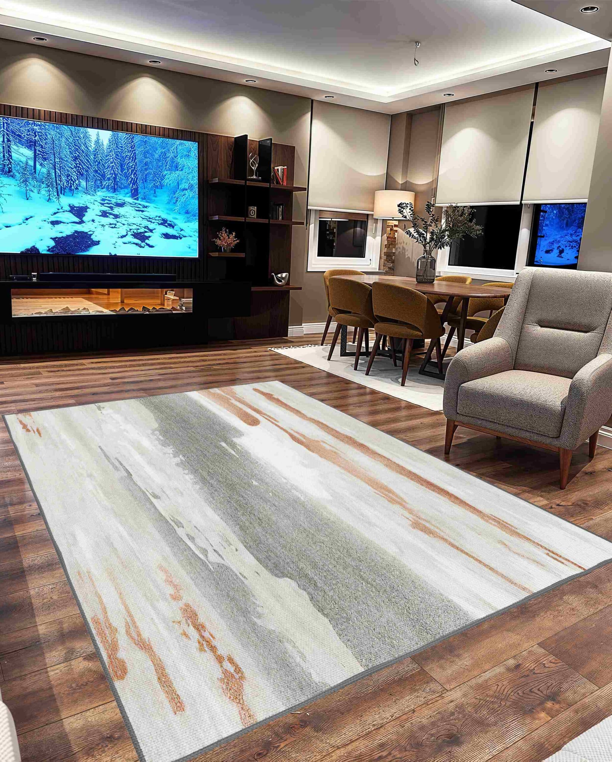 Washable Stylish Living room Rug 5ft 3in x 7ft 5in SKY 7707