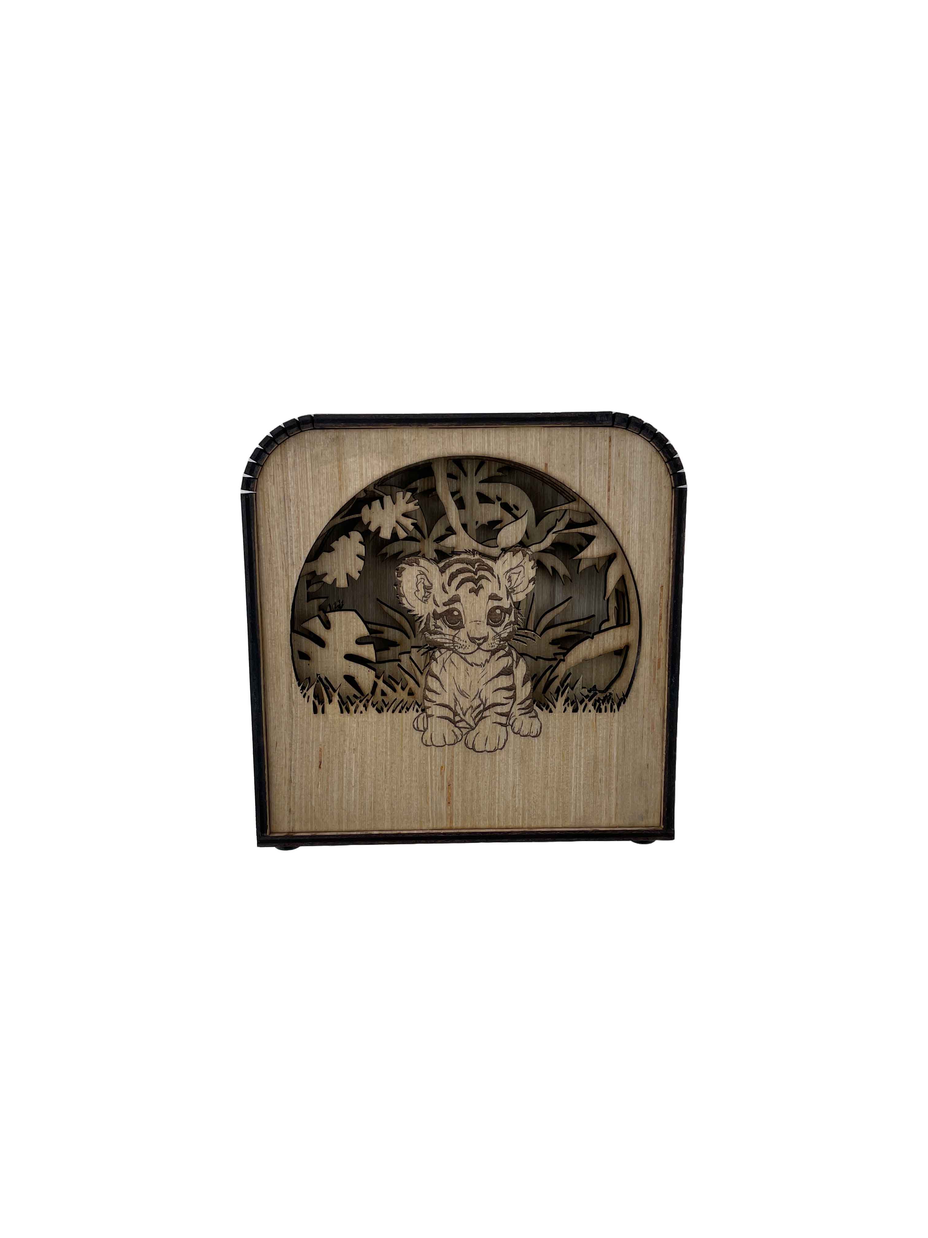 Tiger Design Wood Shadow Box