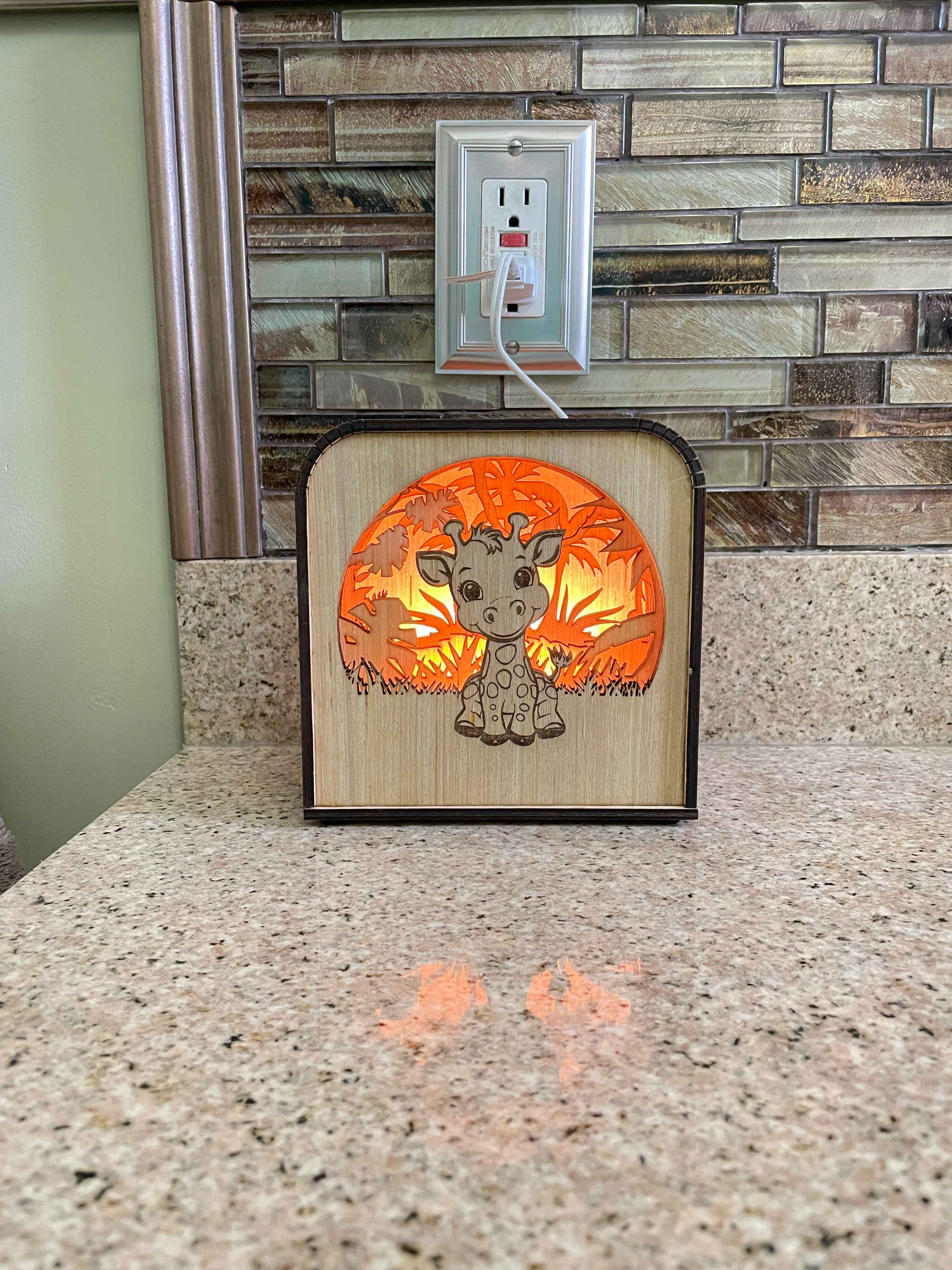 Giraffe Design Wood Shadow Box