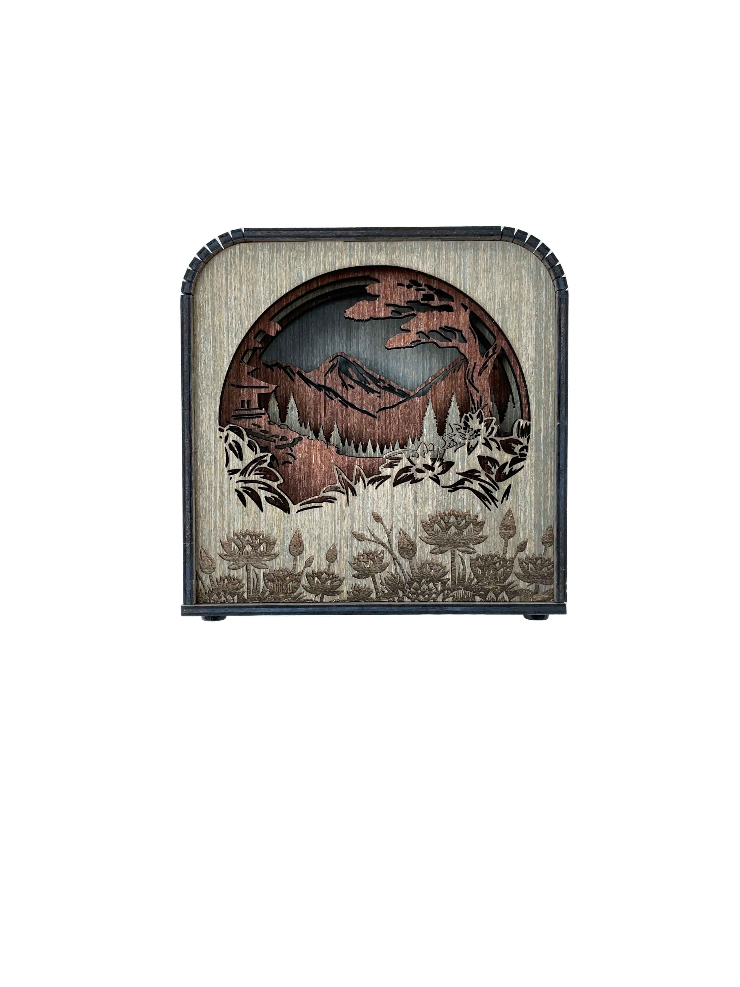 Asian Design Wood Shadow Box - Easy Grey