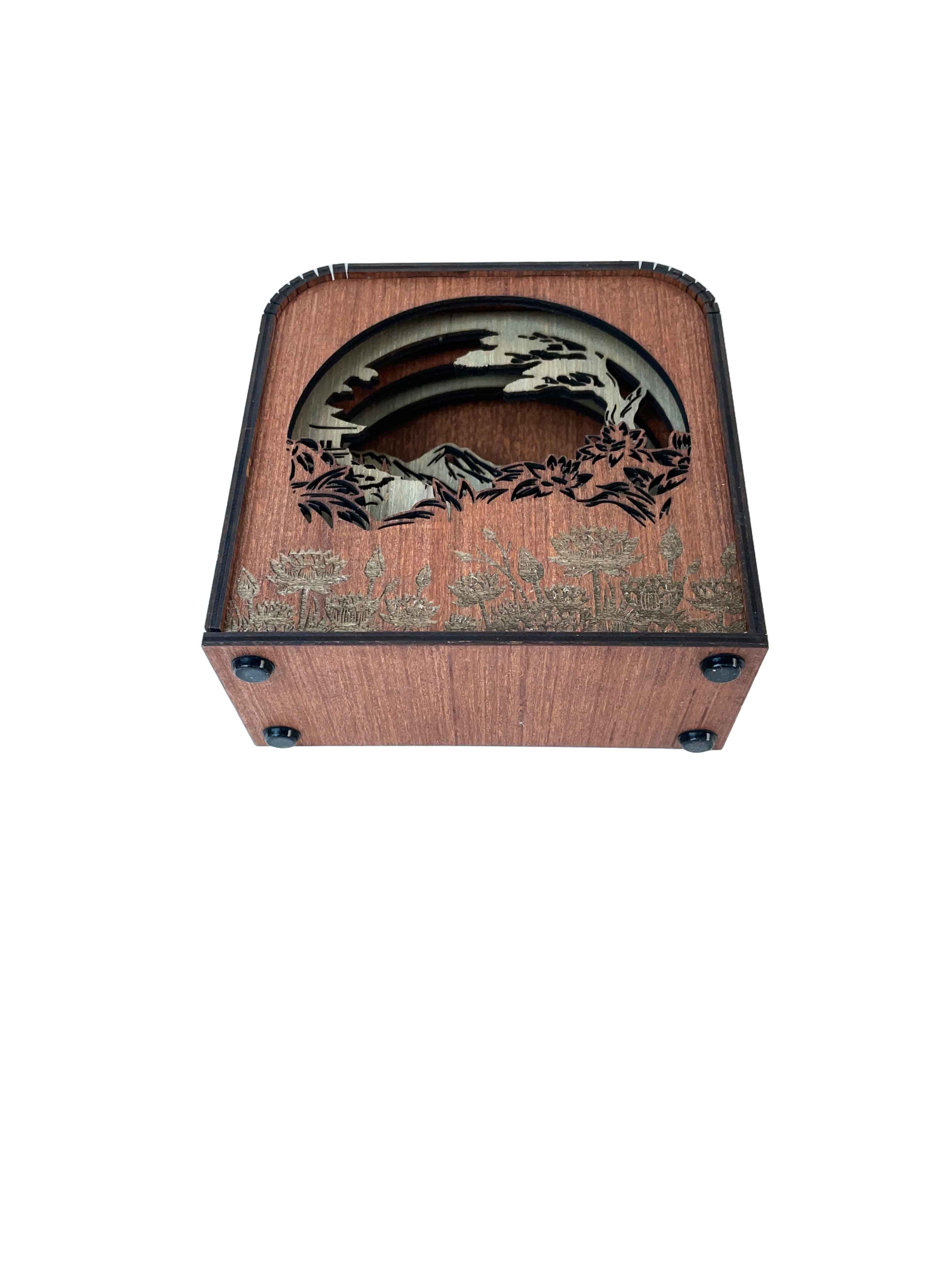 Asian Design Wood Shadow Box - American Walnut