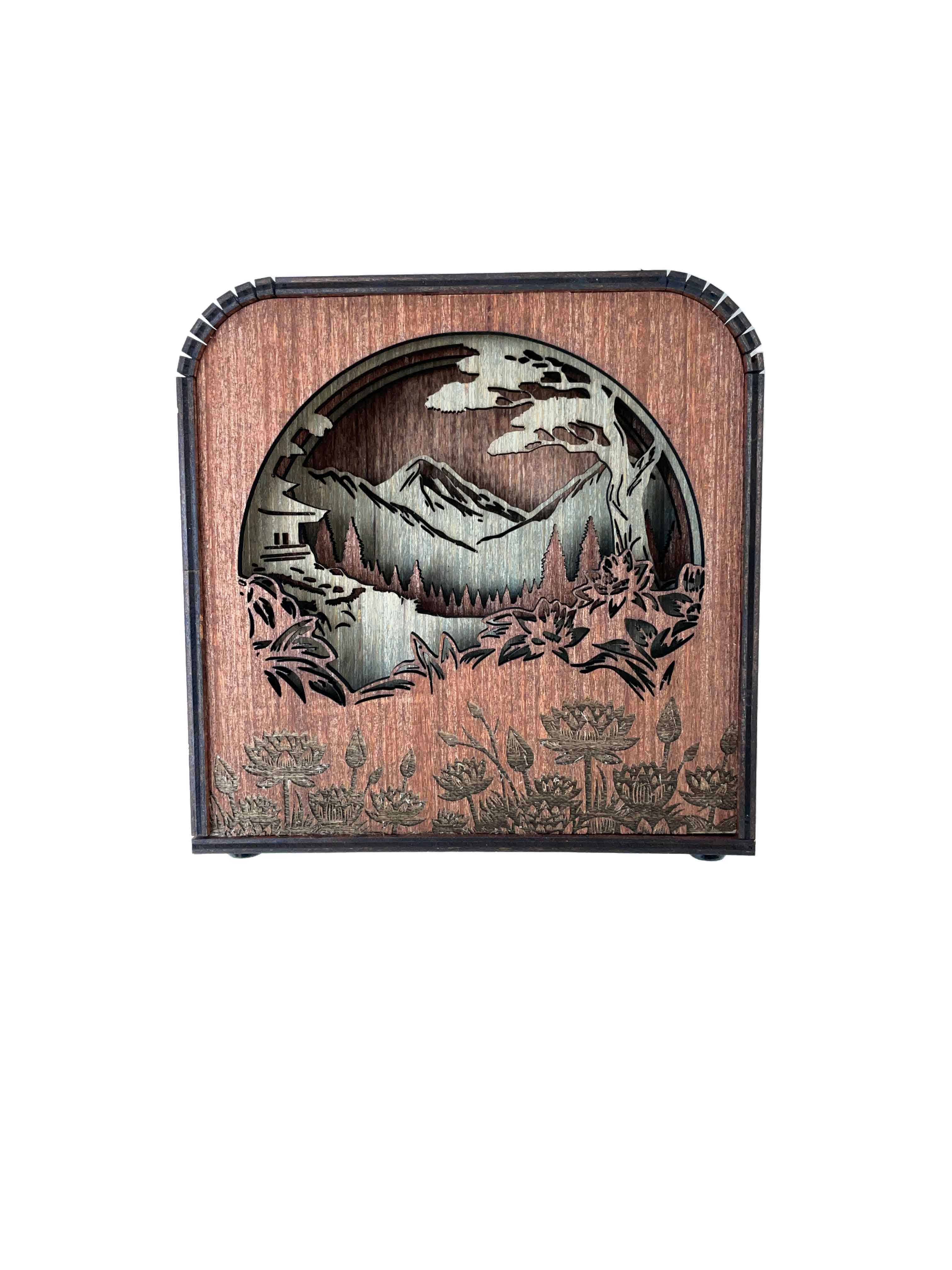 Asian Design Wood Shadow Box - American Walnut