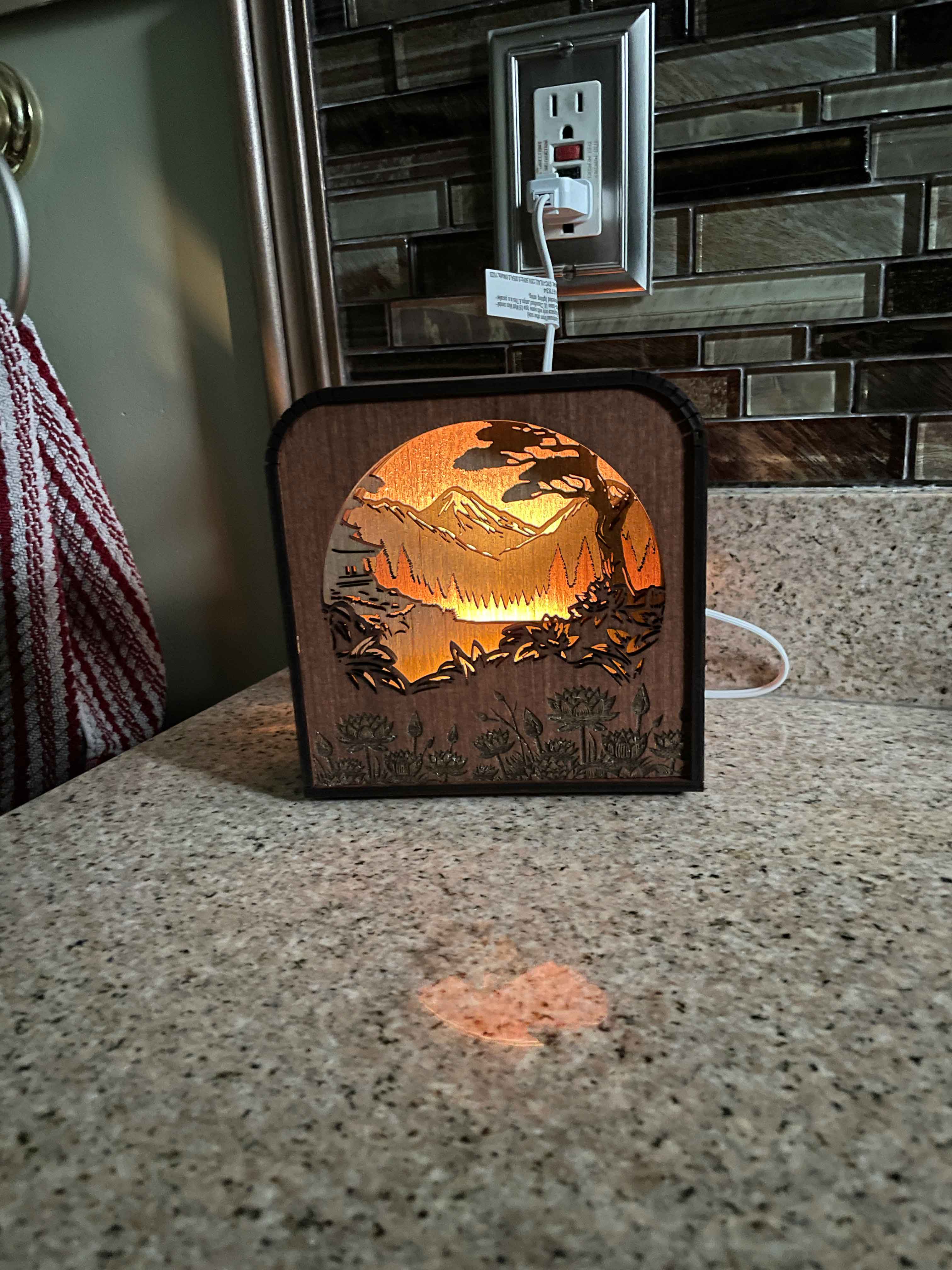 Asian Design Wood Shadow Box - American Walnut