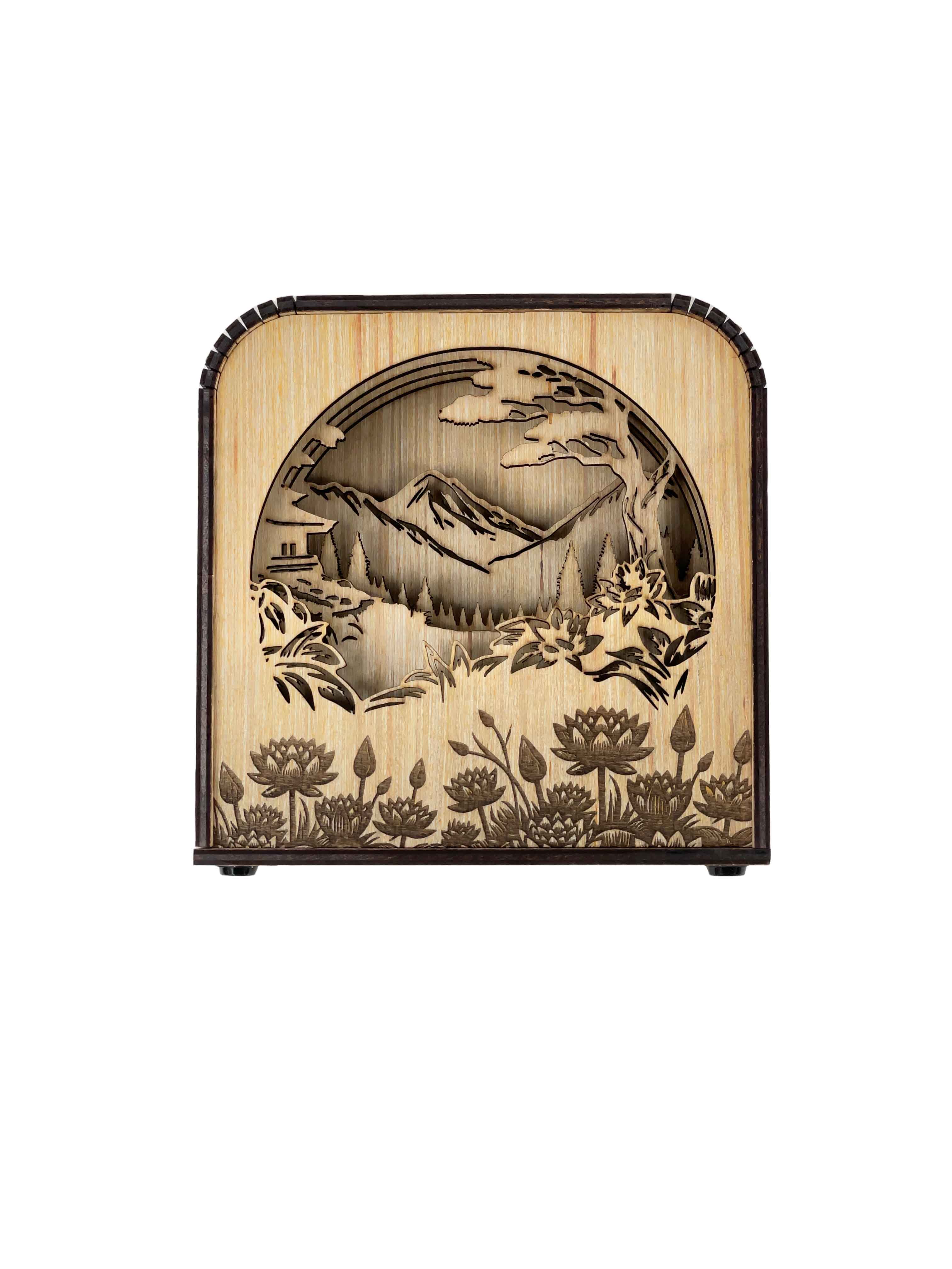 Asian Design Wood Shadow Box - Natural