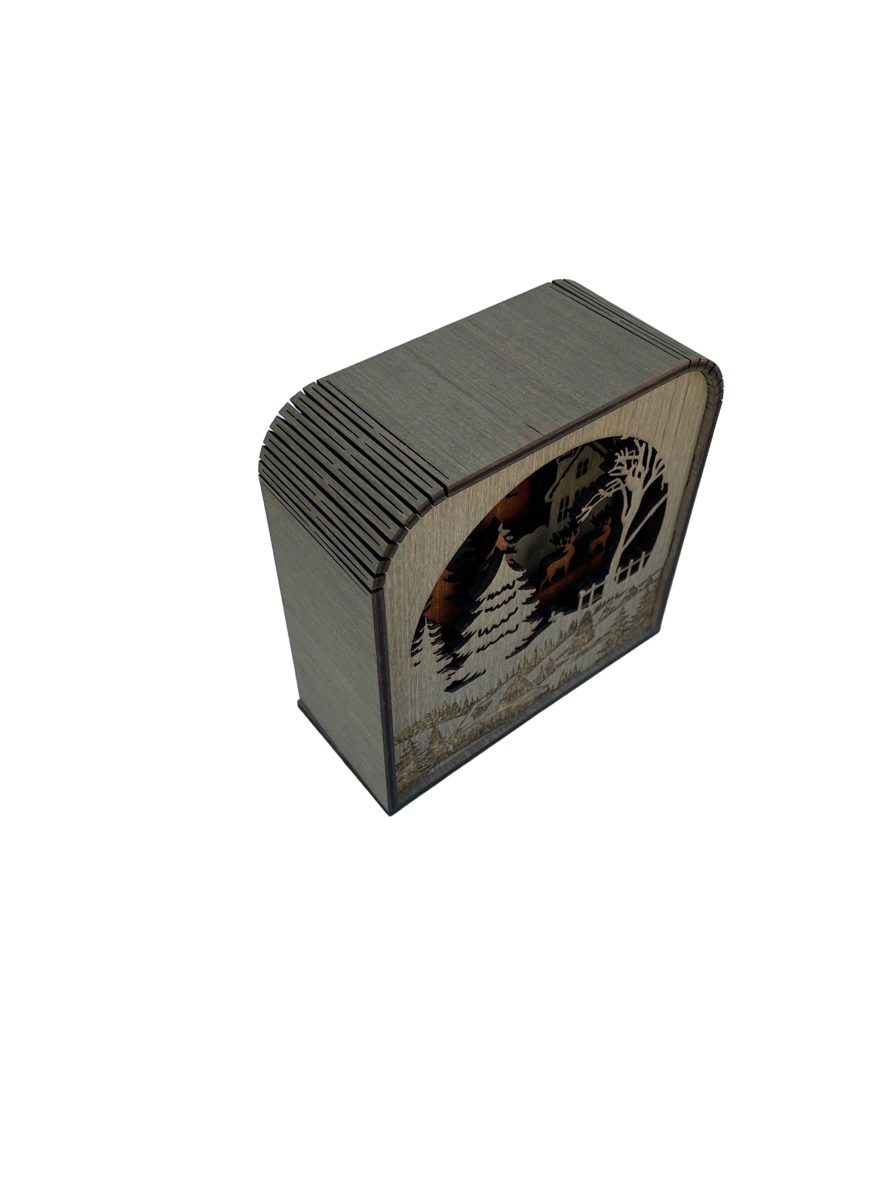 Winter Design Wood Shadow Box - Easy Grey