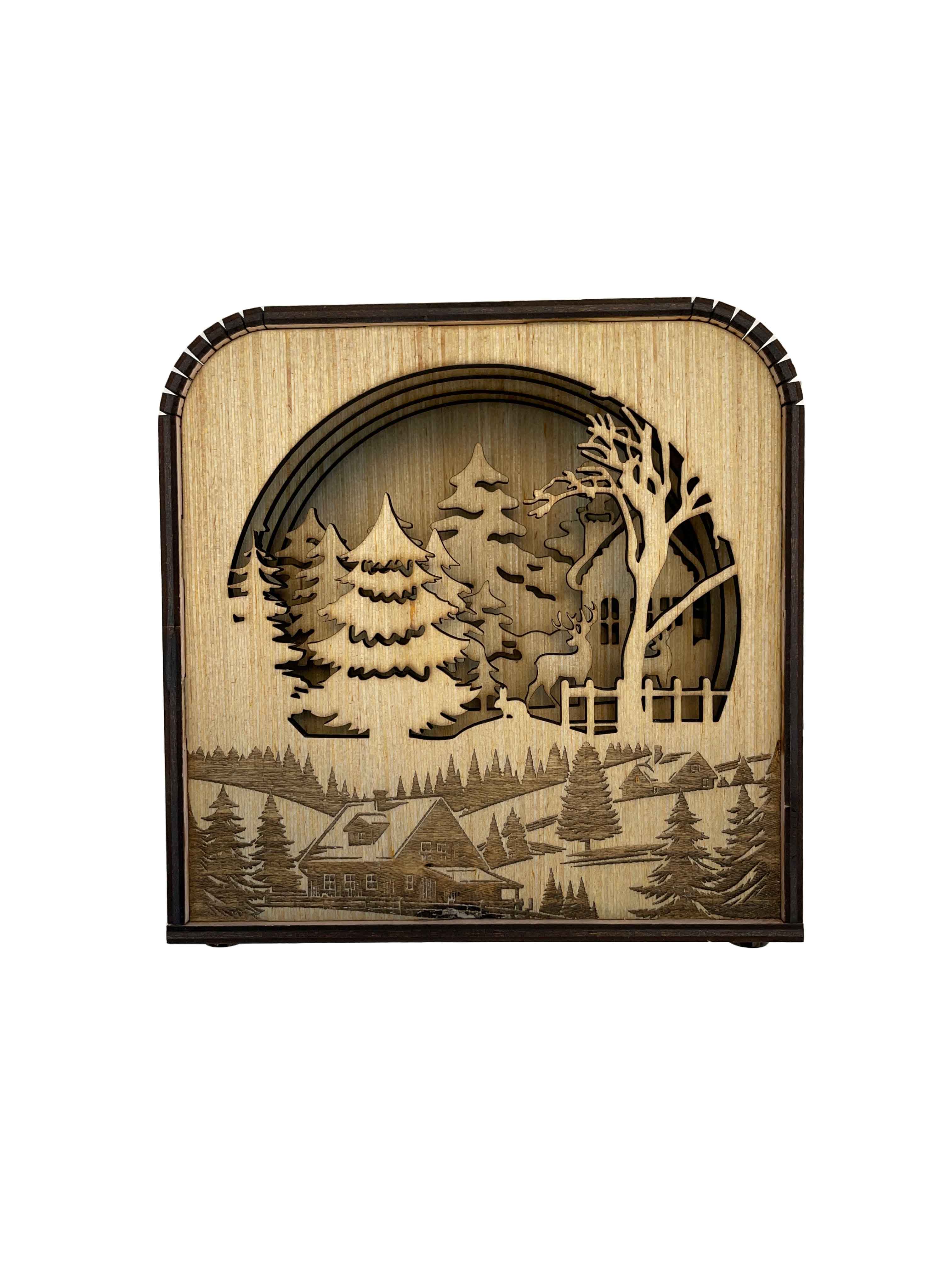 Winter Design Wood Shadow Box - Natural