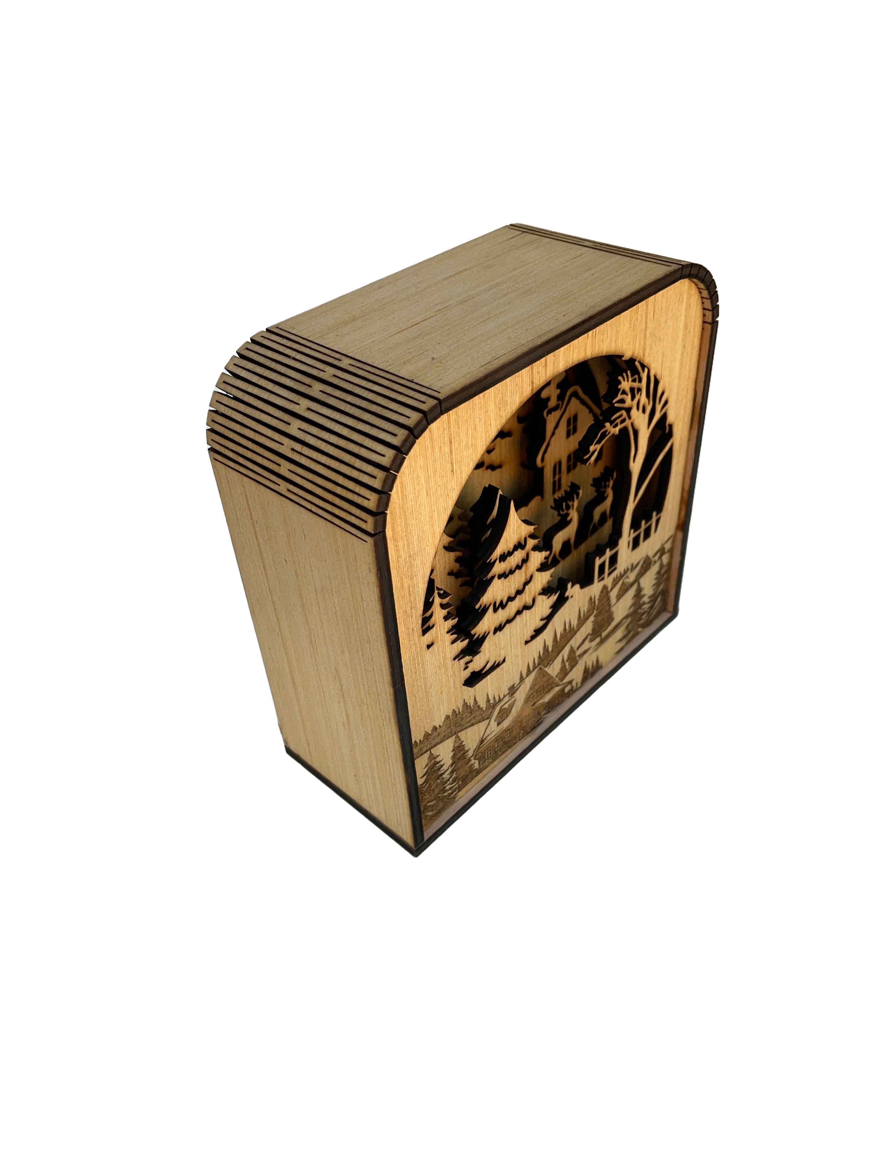 Winter Design Wood Shadow Box - Natural