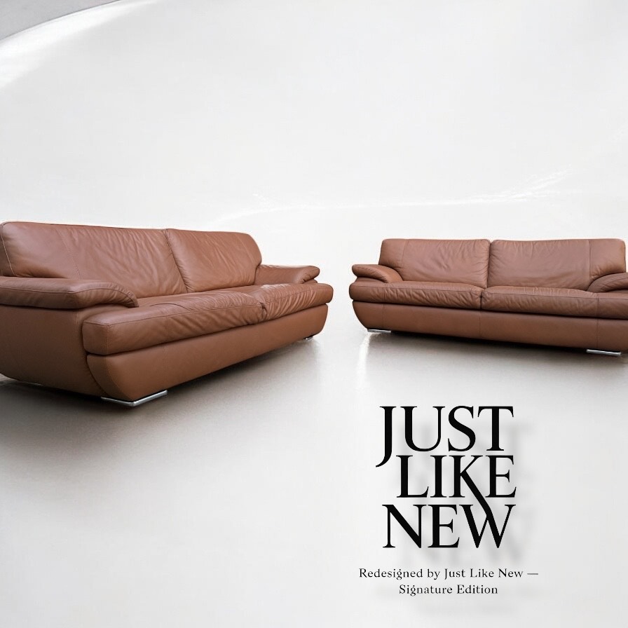 Italian Tan Leather Sofa Set - Signature Edition 