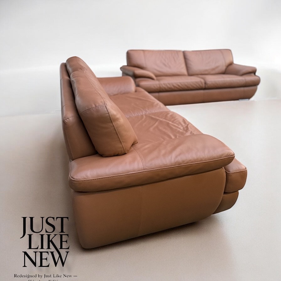 Italian Tan Leather Sofa Set - Signature Edition 