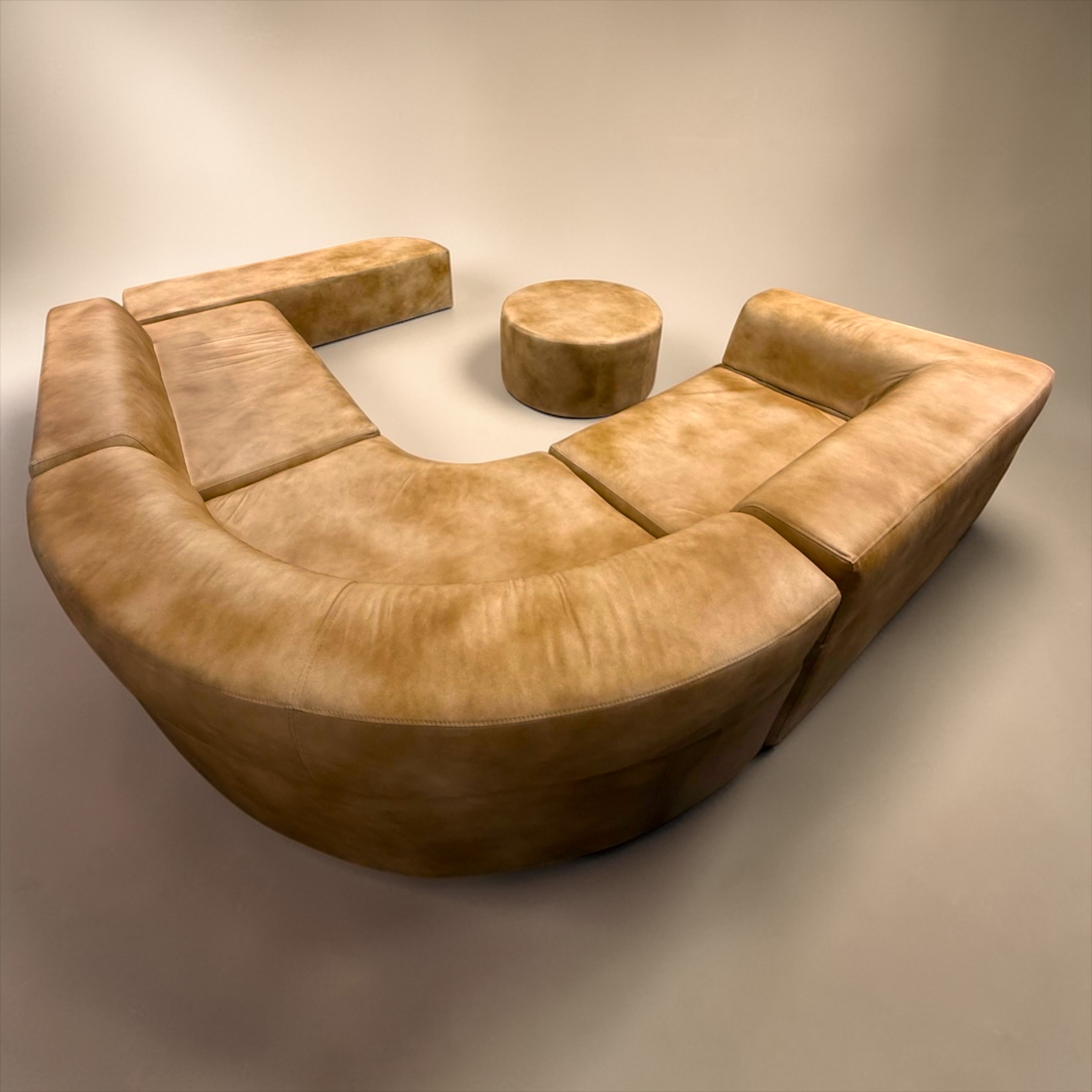 Modern Curved Modular Sectional with Ottoman