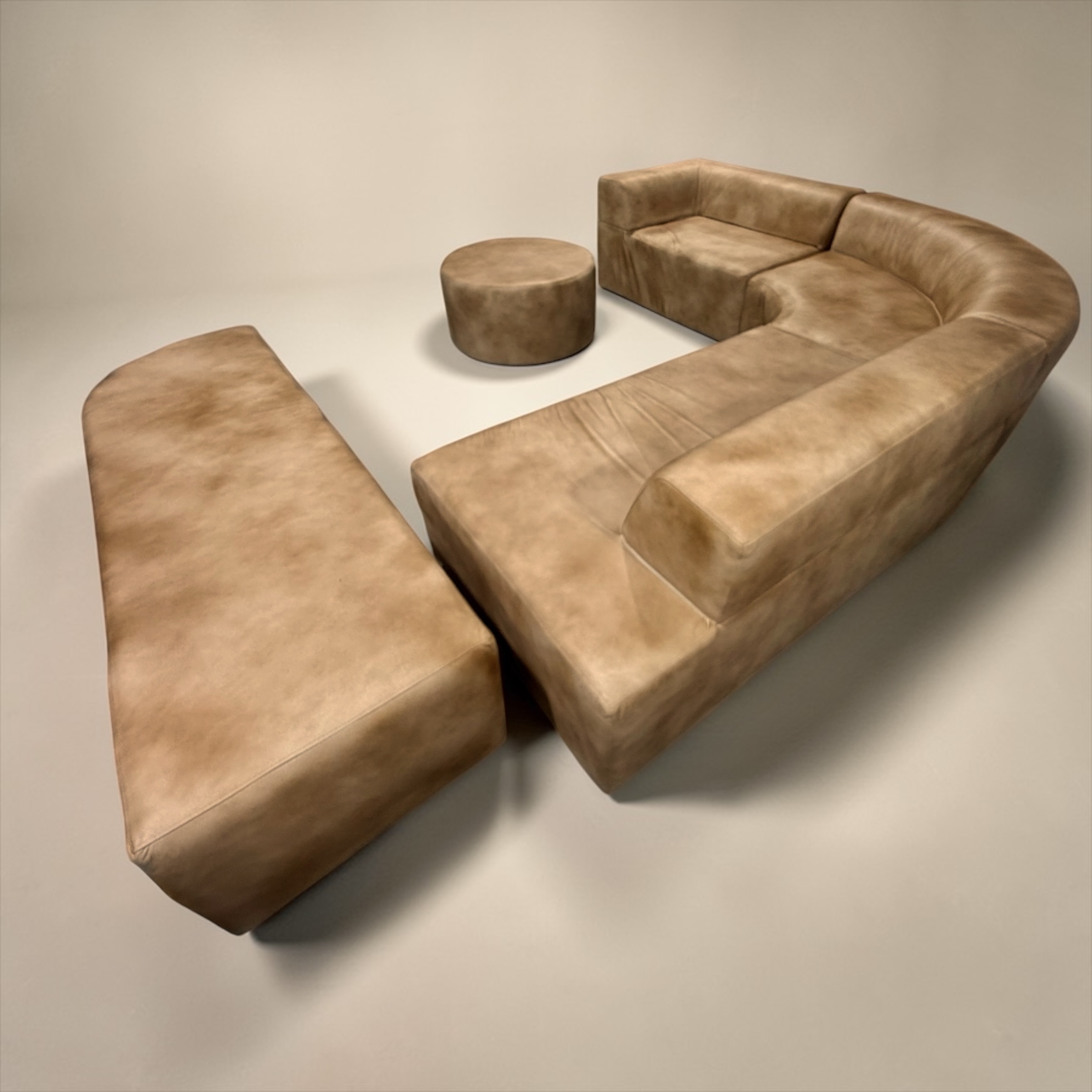 Modern Curved Modular Sectional with Ottoman