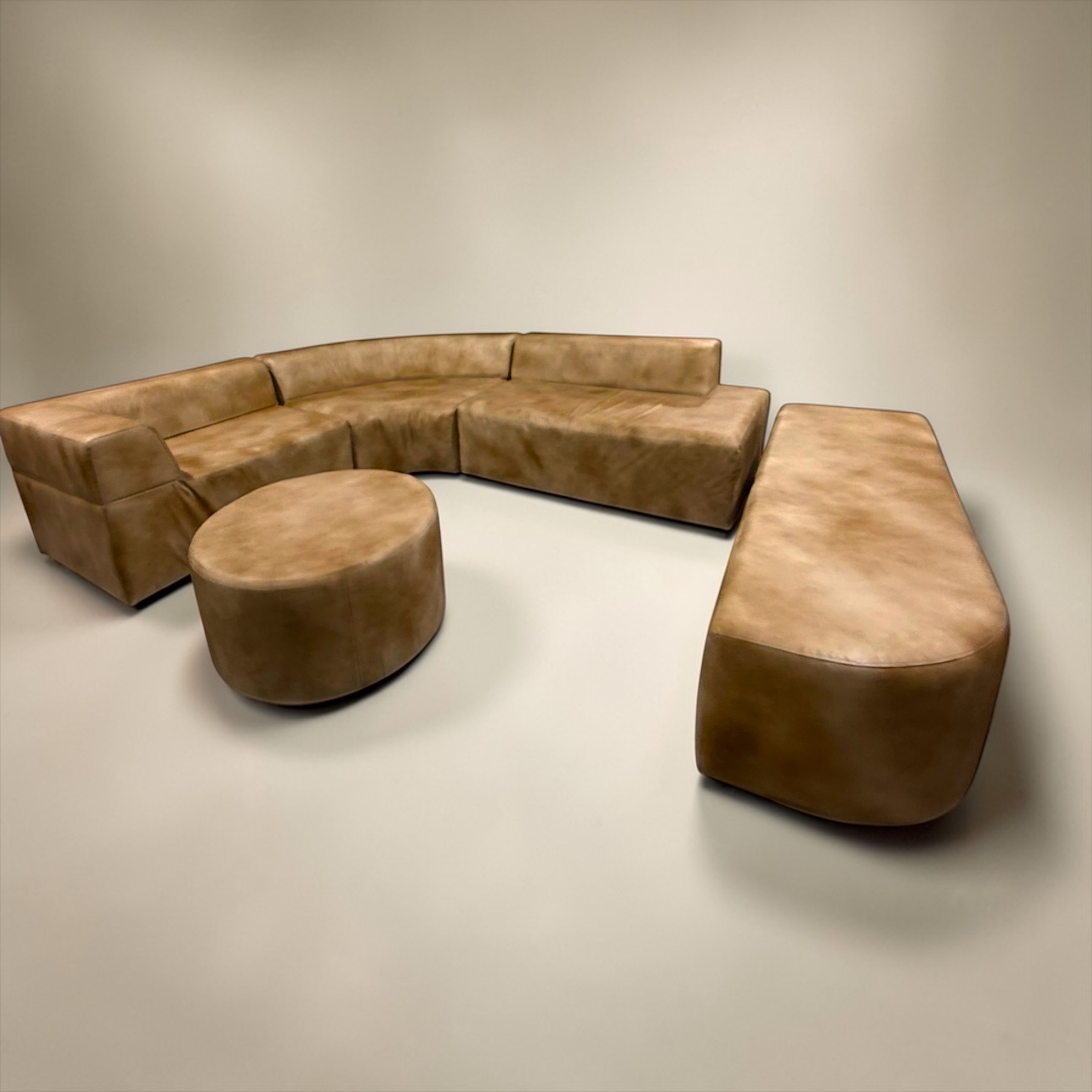 Modern Curved Modular Sectional with Ottoman