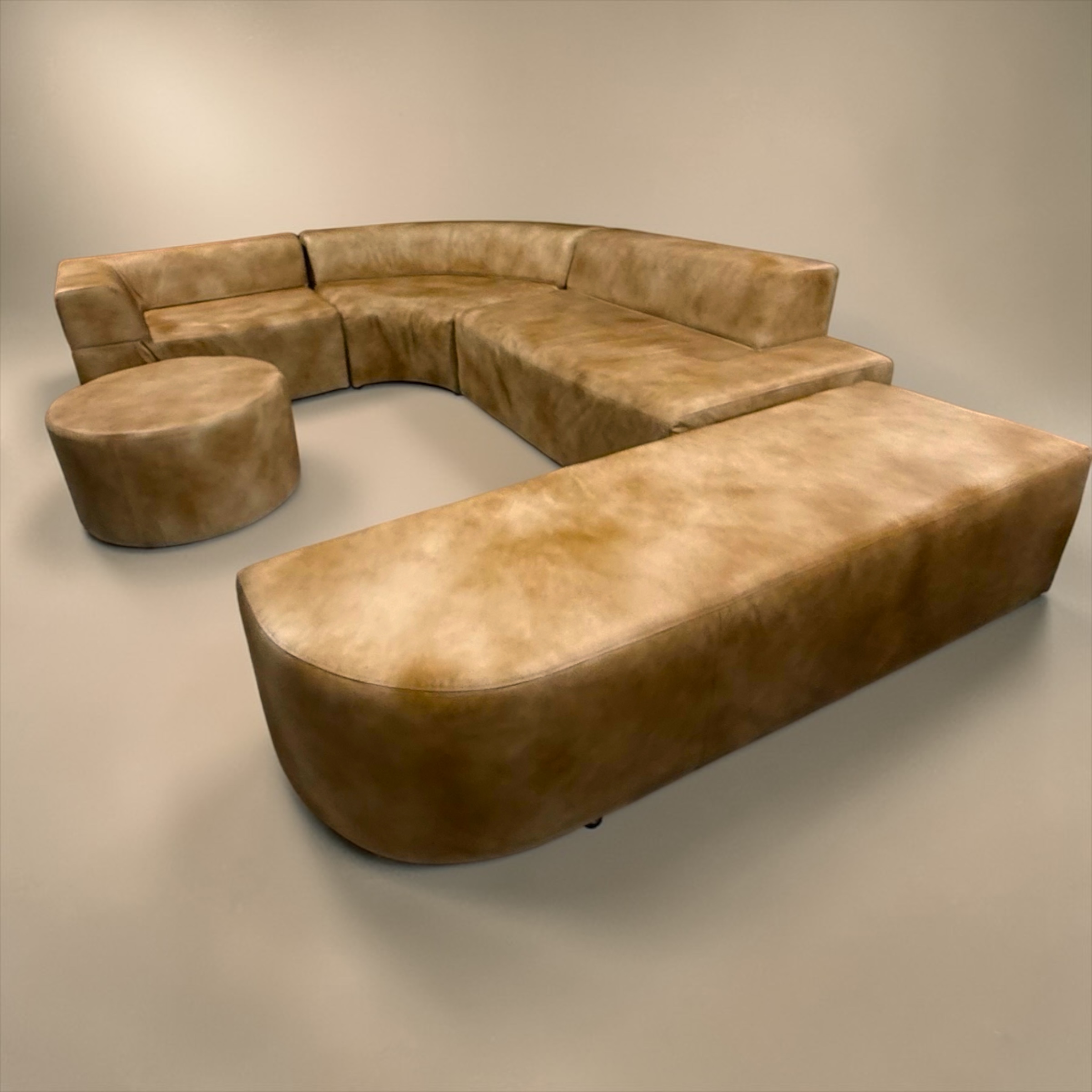 Modern Curved Modular Sectional with Ottoman