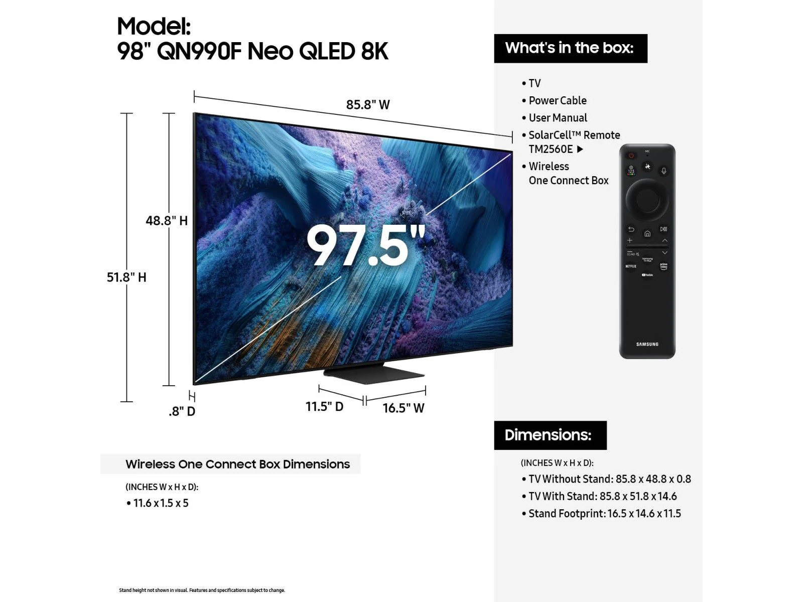 Samsung 98 Inch Neo QLED QN990F 2024 8K Vision AI Smart TV QA98QN990FUXZN