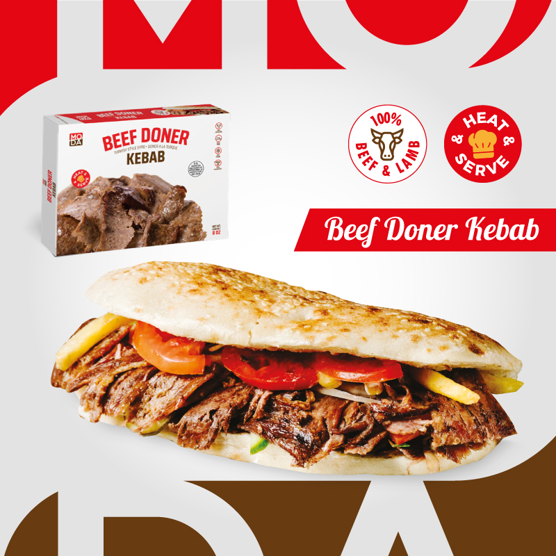 Doner, Beef, Cooked, Sliced, Retail, 