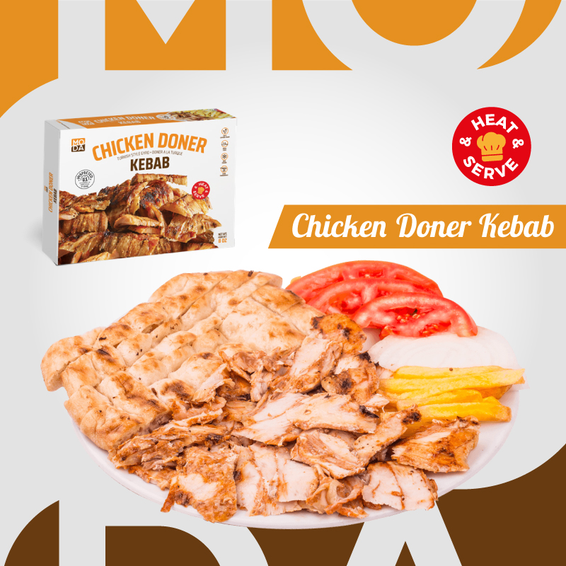 Doner, Chicken, Cooked, Sliced, Retail, 