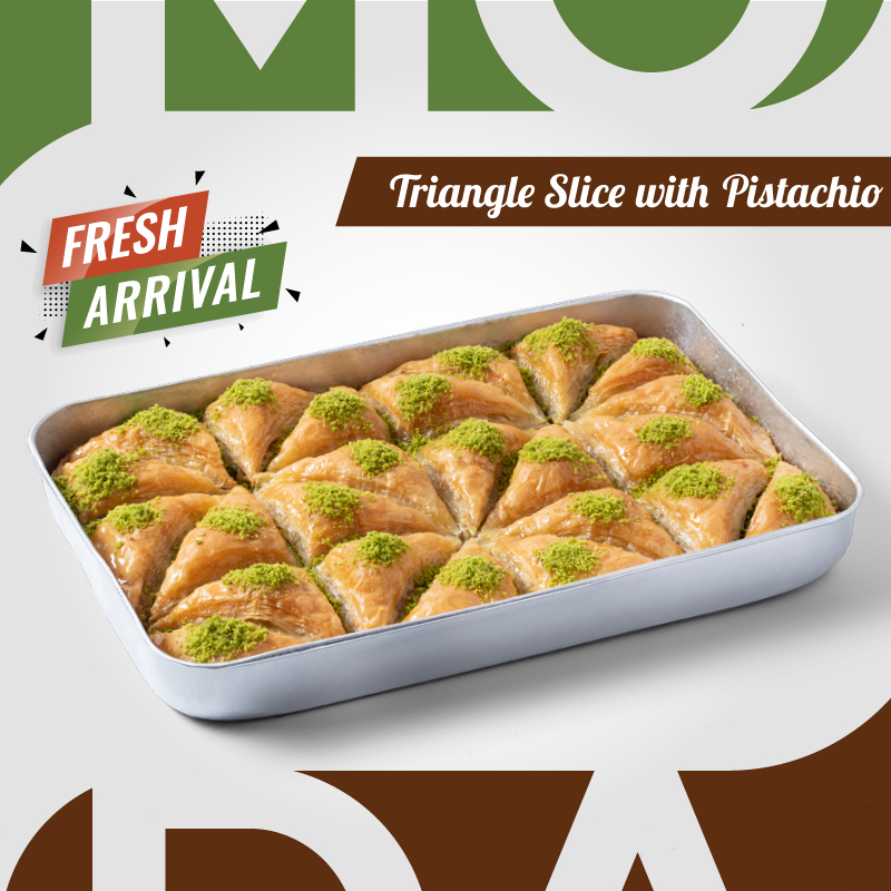 Baklava, Triangle Slice with Pistachio, 48pcs, 2 Tray