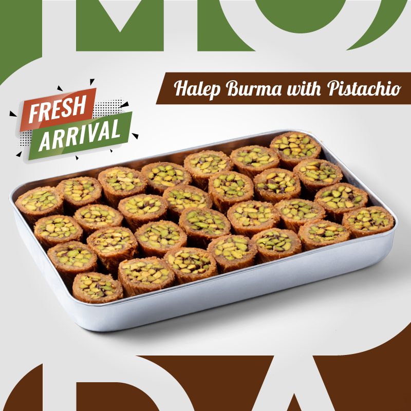 Kataifi, Halep Burma with Pistachio, 56pcs, 2 Tray