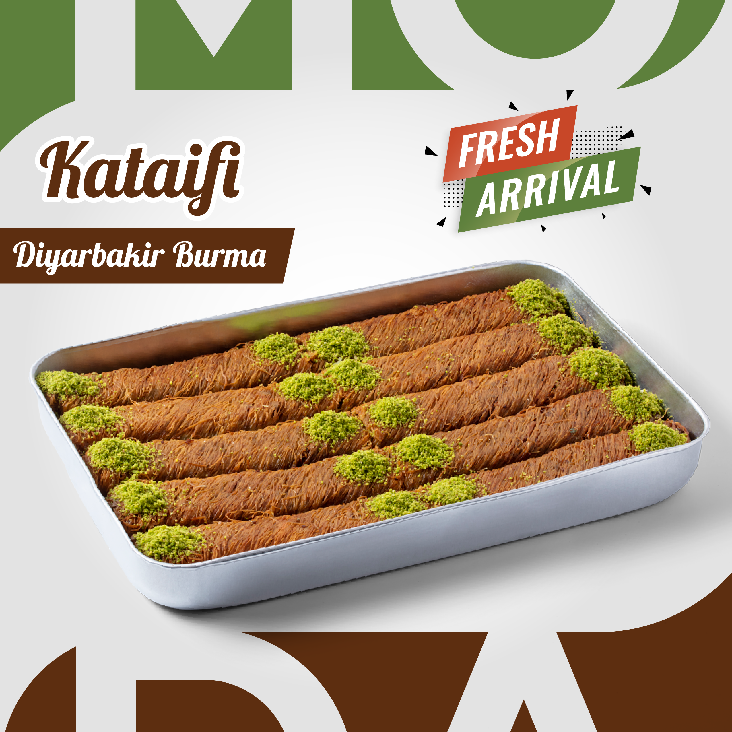 Kataifi, Diyarbakir Burma with Pistachio, 20pcs, 2 Tray