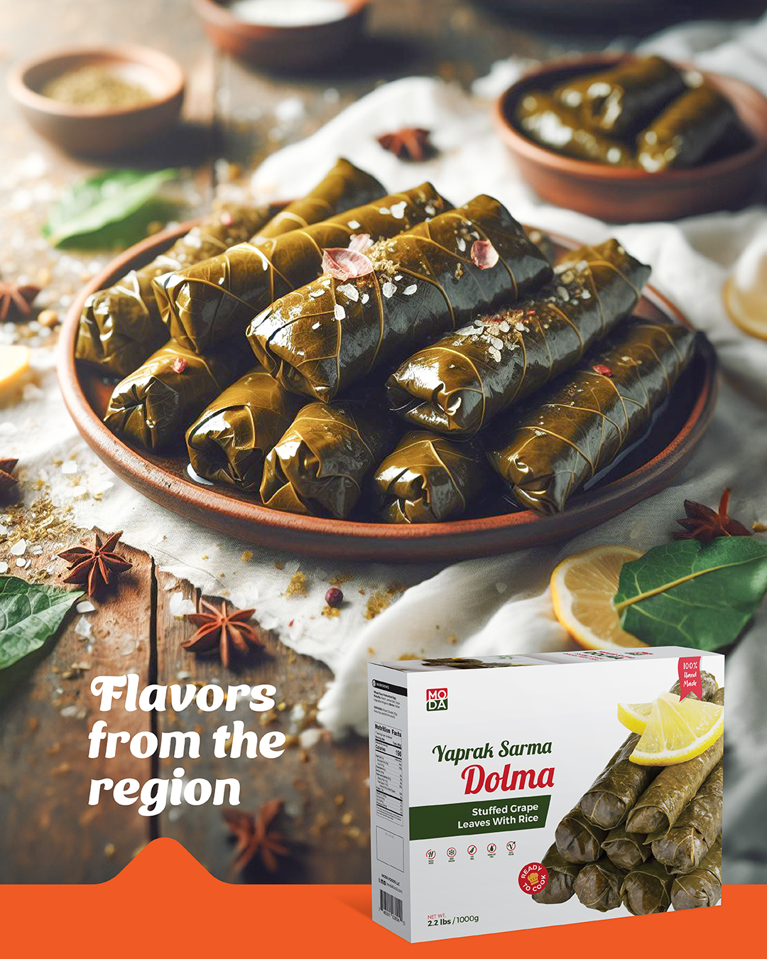 Dolma, Stuffed Grape Leaves with Rice, Uncooked, 