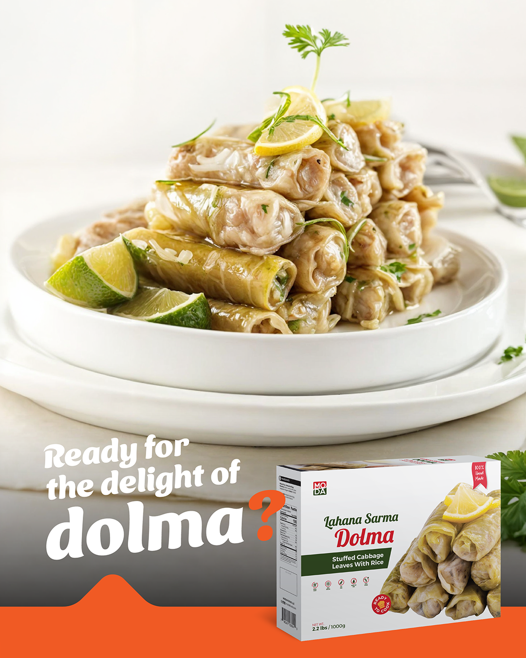 Dolma, Stuffed Cabbage Leaves with Rice, Uncooked, 