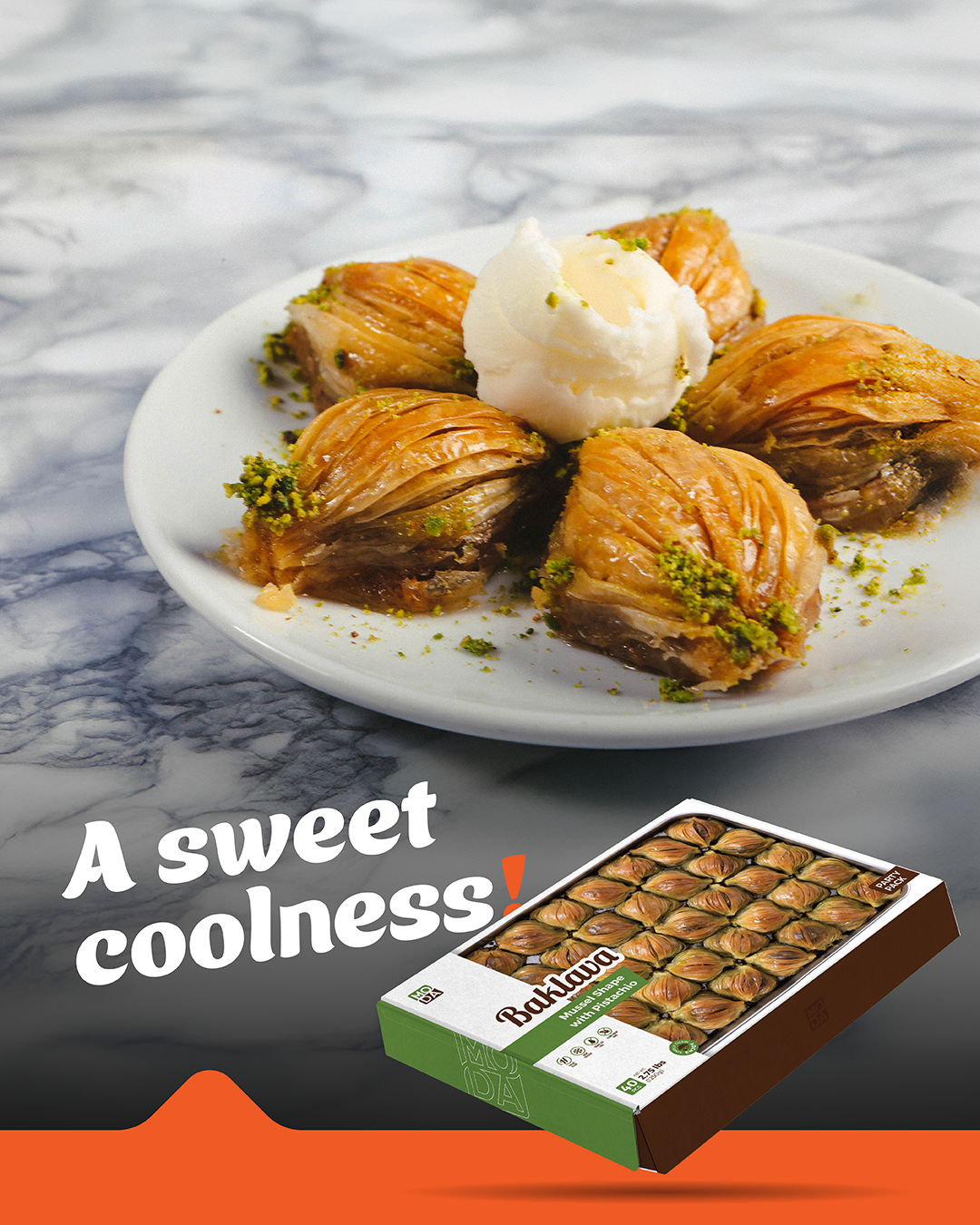 Baklava, Mussel Shape with Pistachio, Party Pack, 40pcs, 