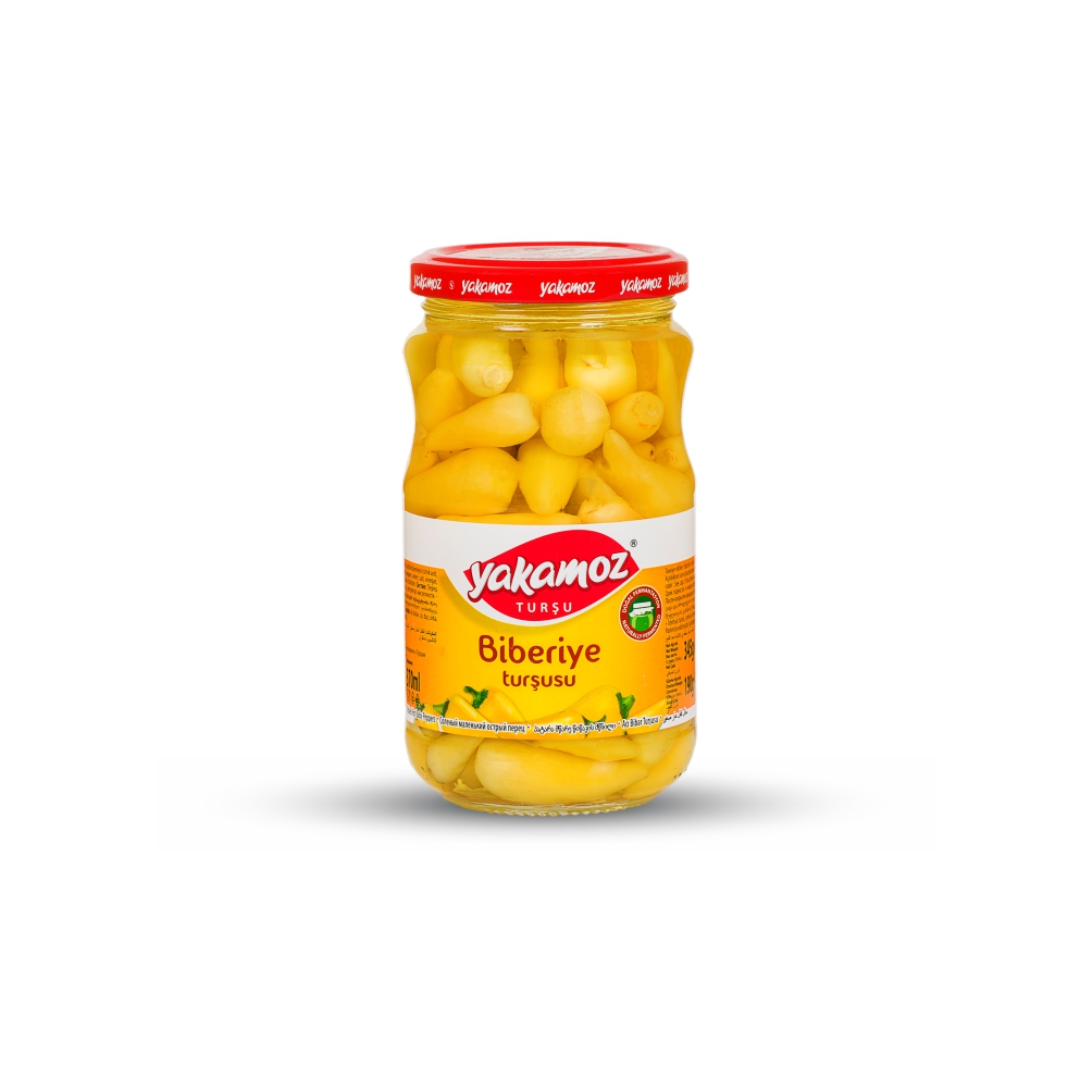 Yakamoz, Pickles, Biberiye, Yellow Baby Pepper, Hot, Glass Jar 