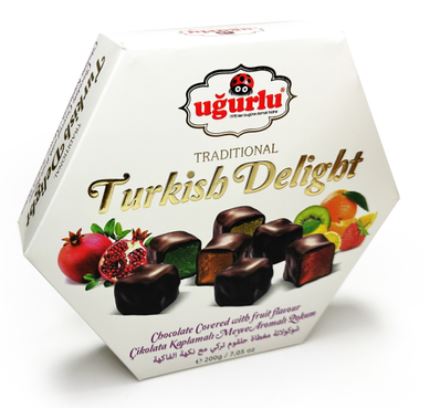 Ugurlu, Altigen Cikolatali Meyveli Lokum, Chocolate Fruit Turkish Delight