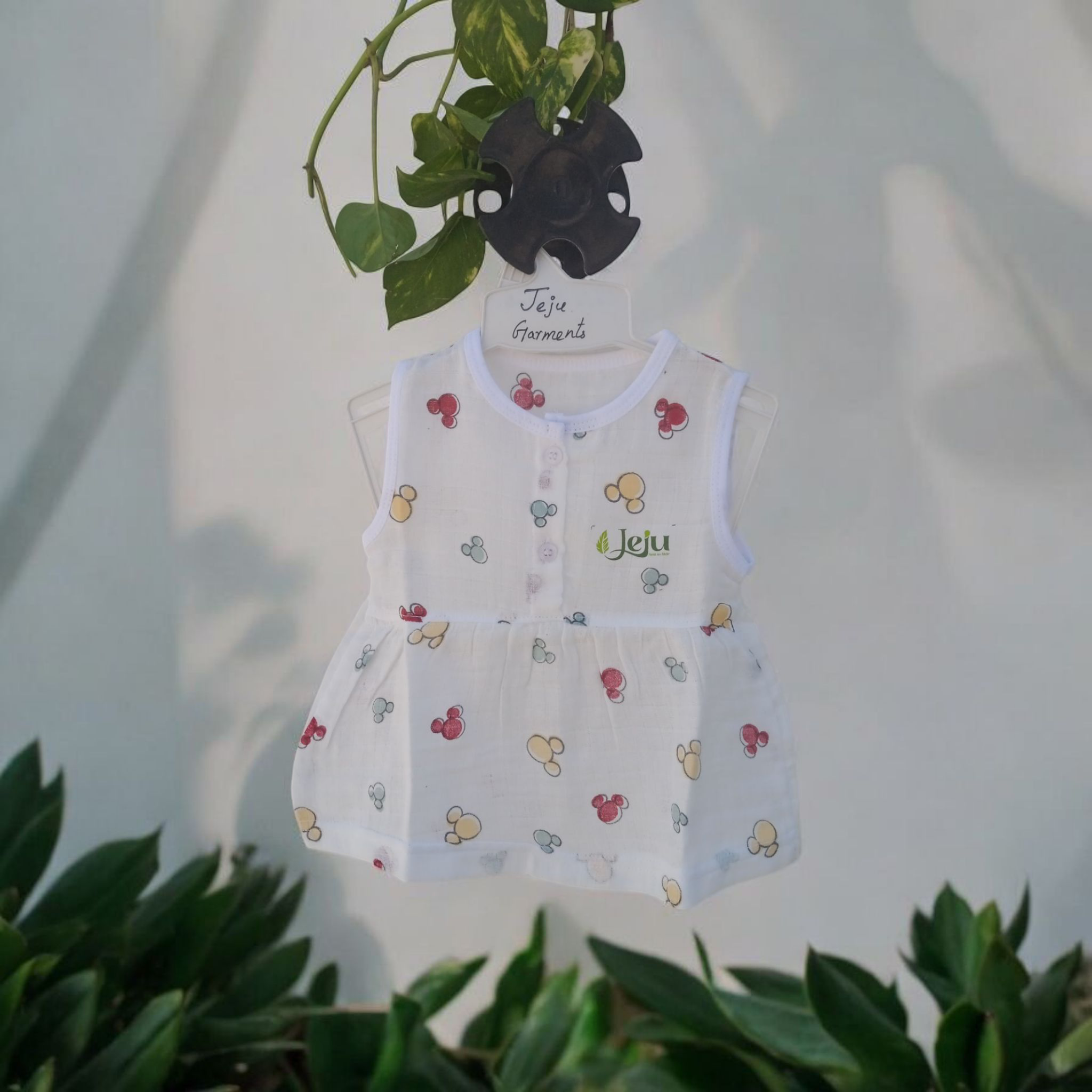 Drops Print Muslin cotton Baby Frock set
