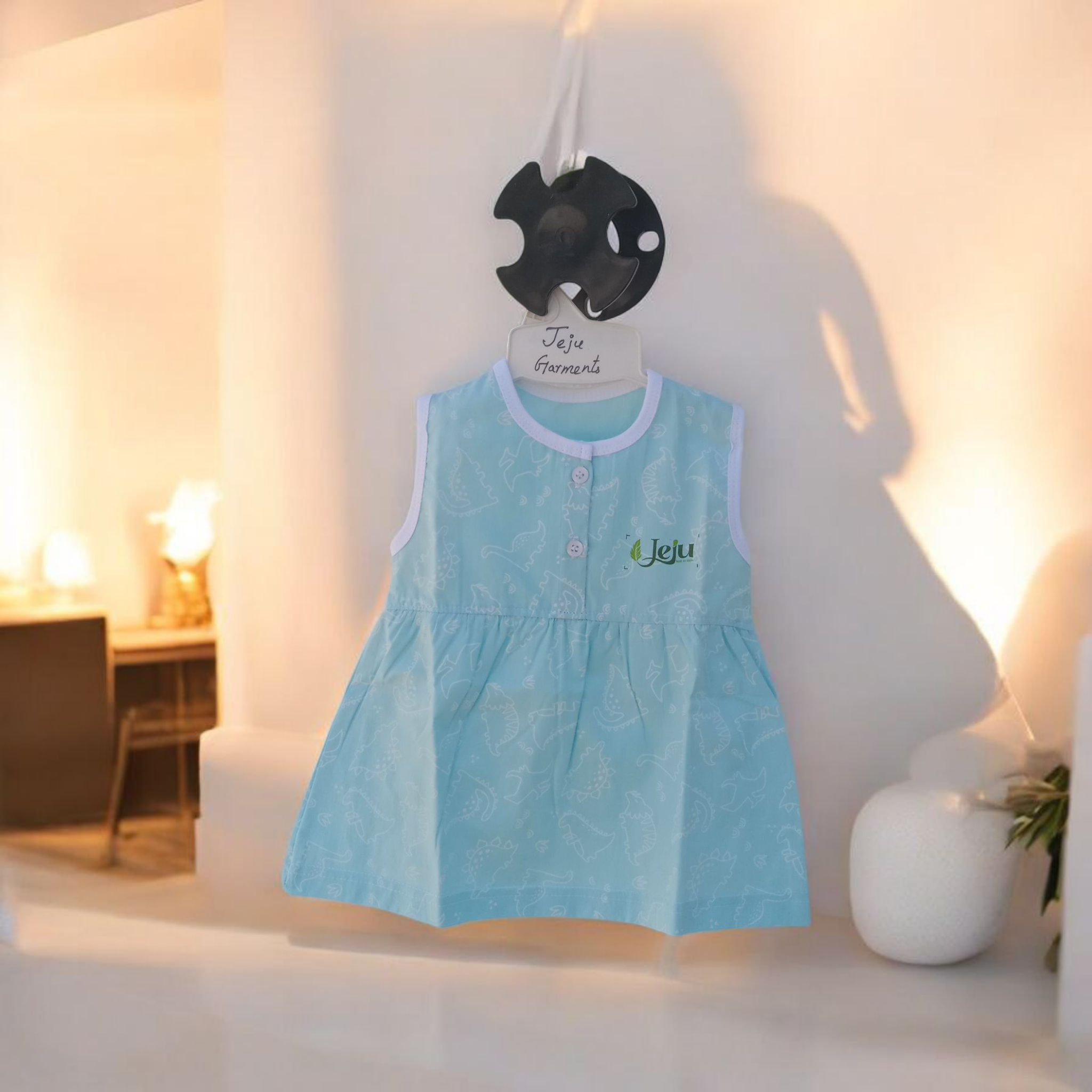 Heaven blue pure Cotton girl baby frock 