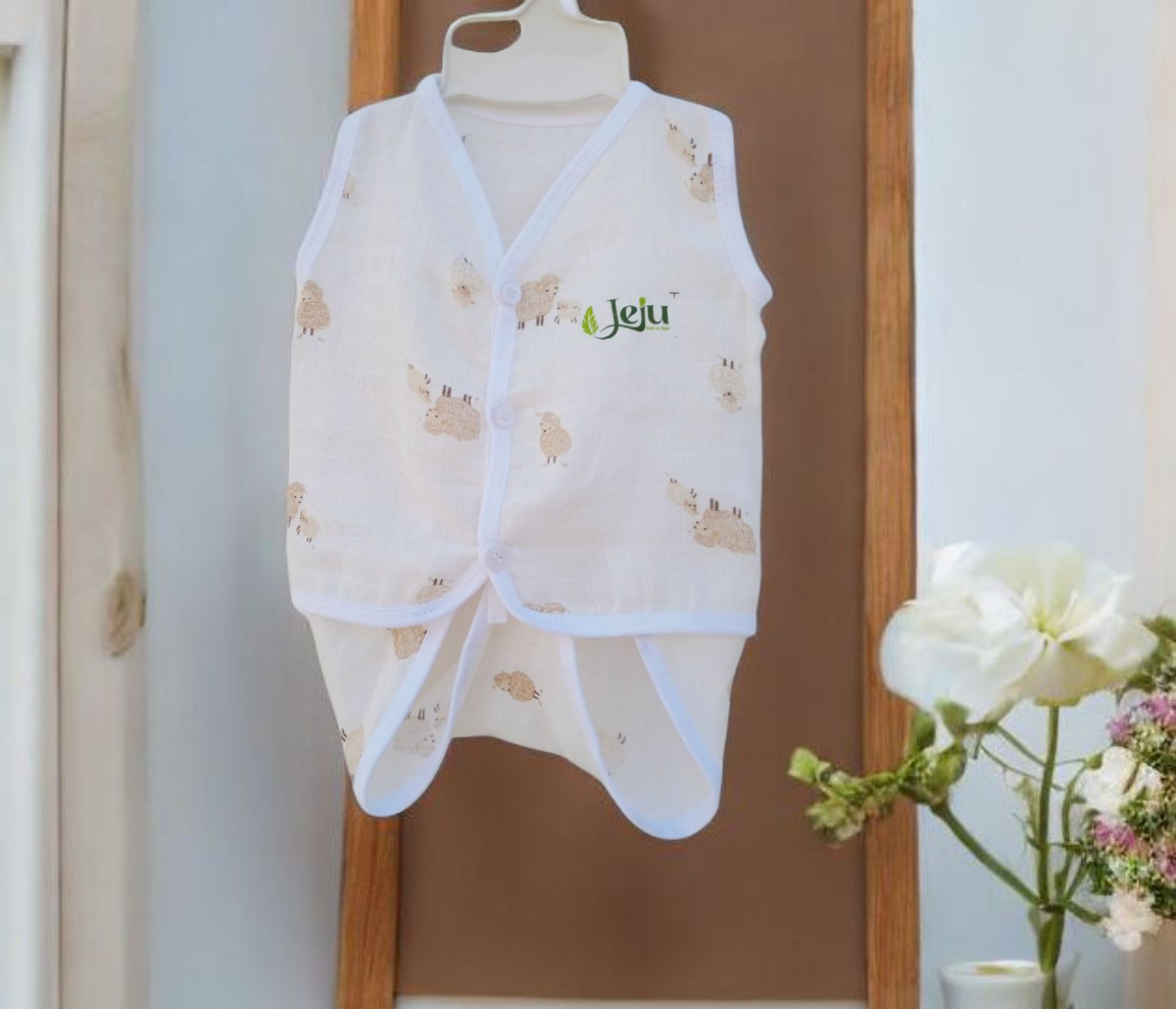  Sheep Print muslin cotton Baby Set