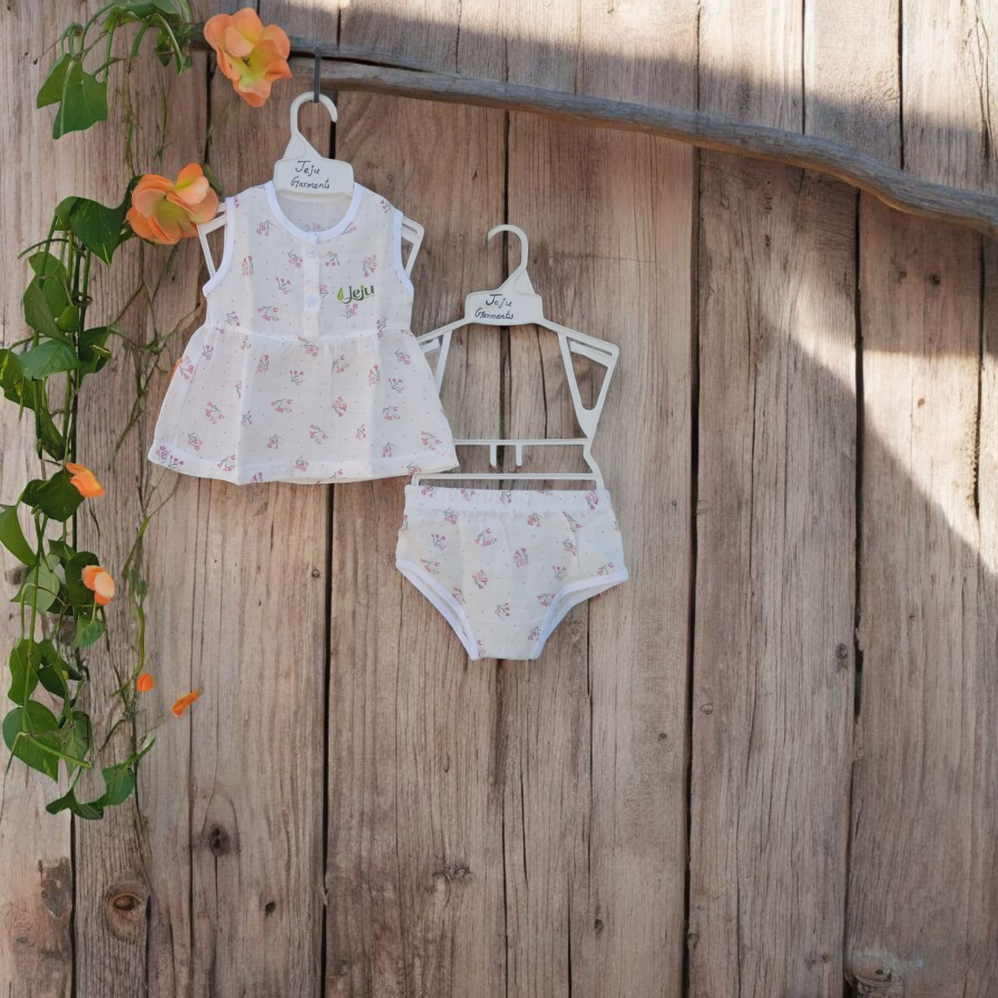  Blossom Muslin cotton Baby Frock set