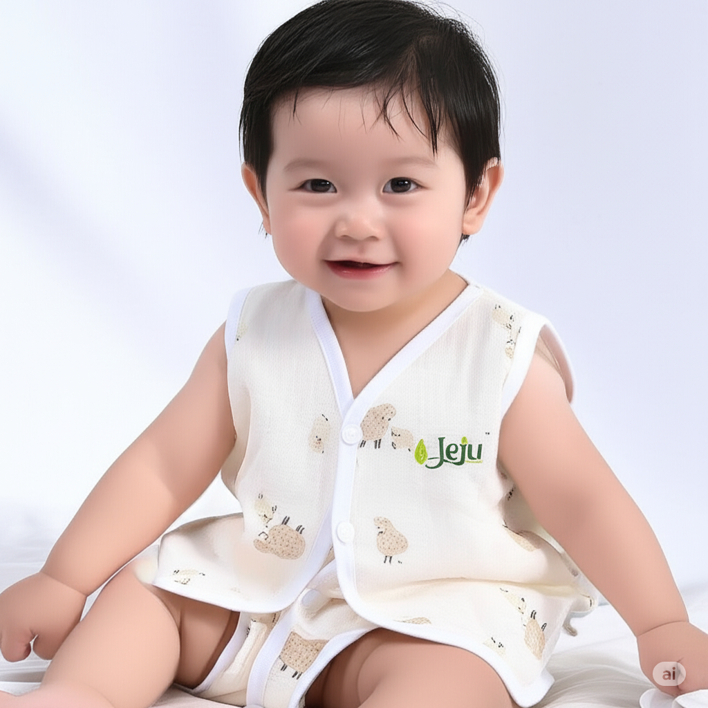  Sheep Print muslin cotton Baby Set