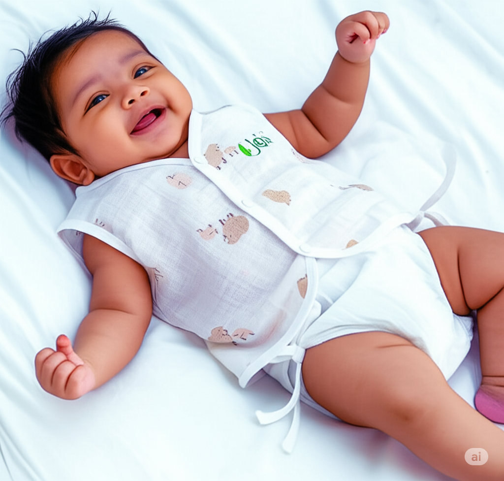  Sheep Print muslin cotton Baby Set