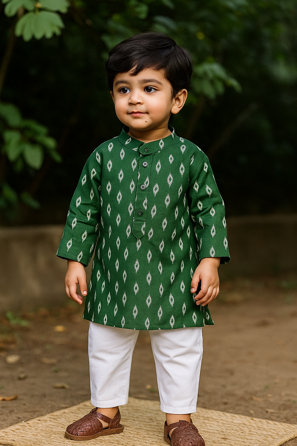 Green Ikat Kurta Set 