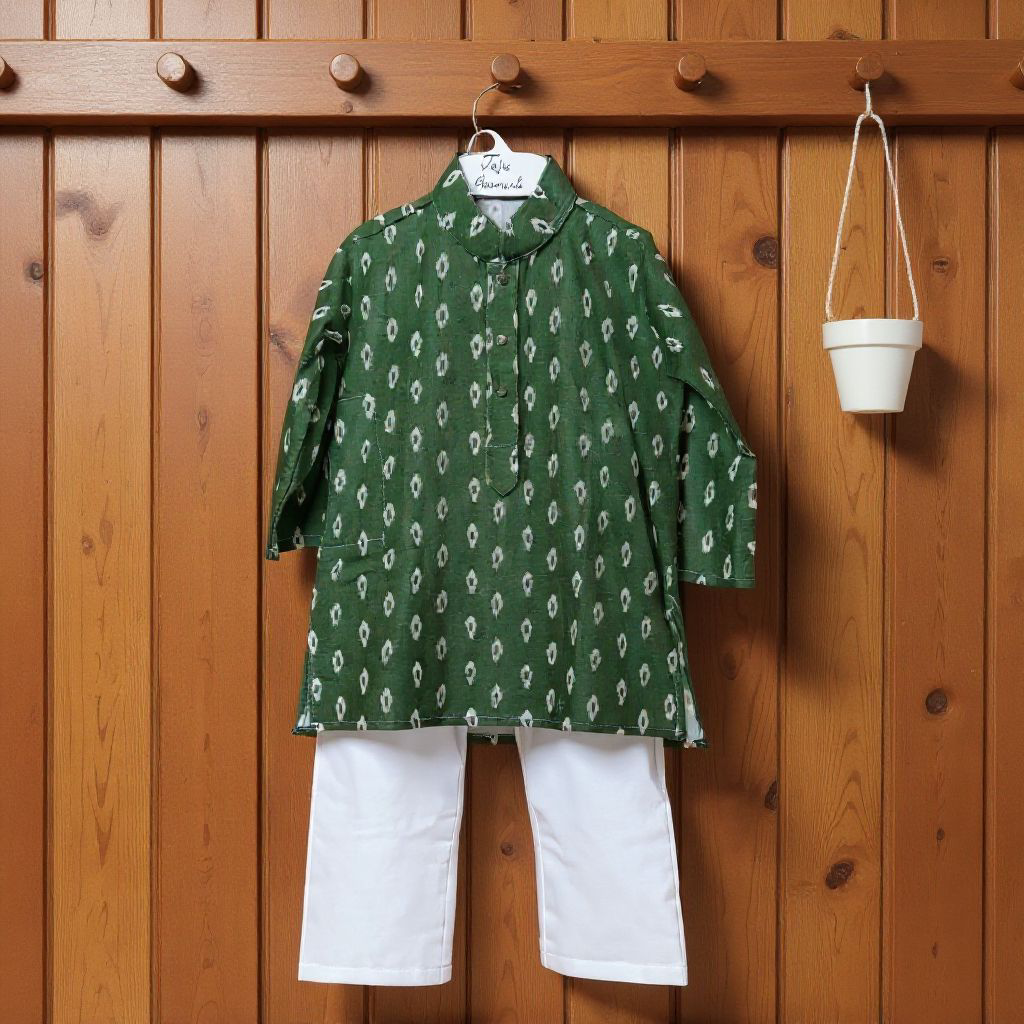 Green Ikat Kurta Set 