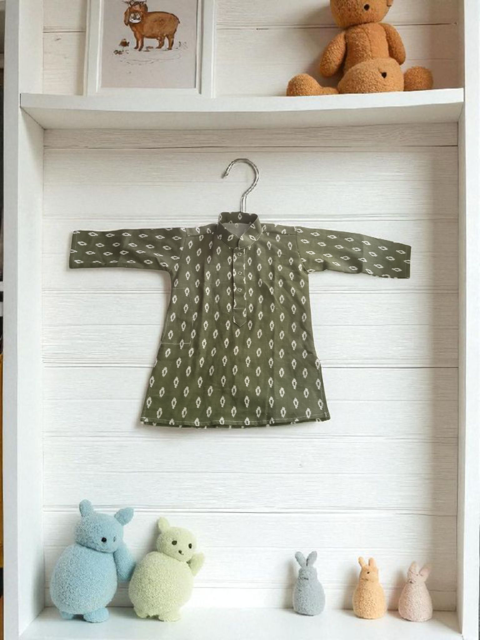 Green Ikat Kurta Set 